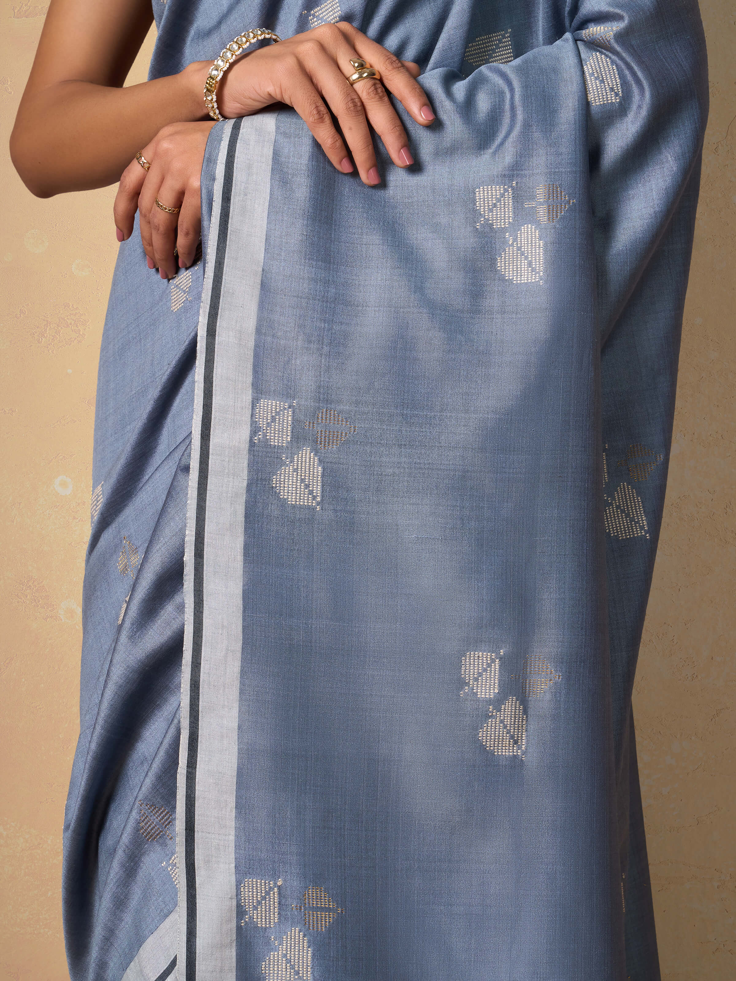 Black Silk Extra-weft Saree