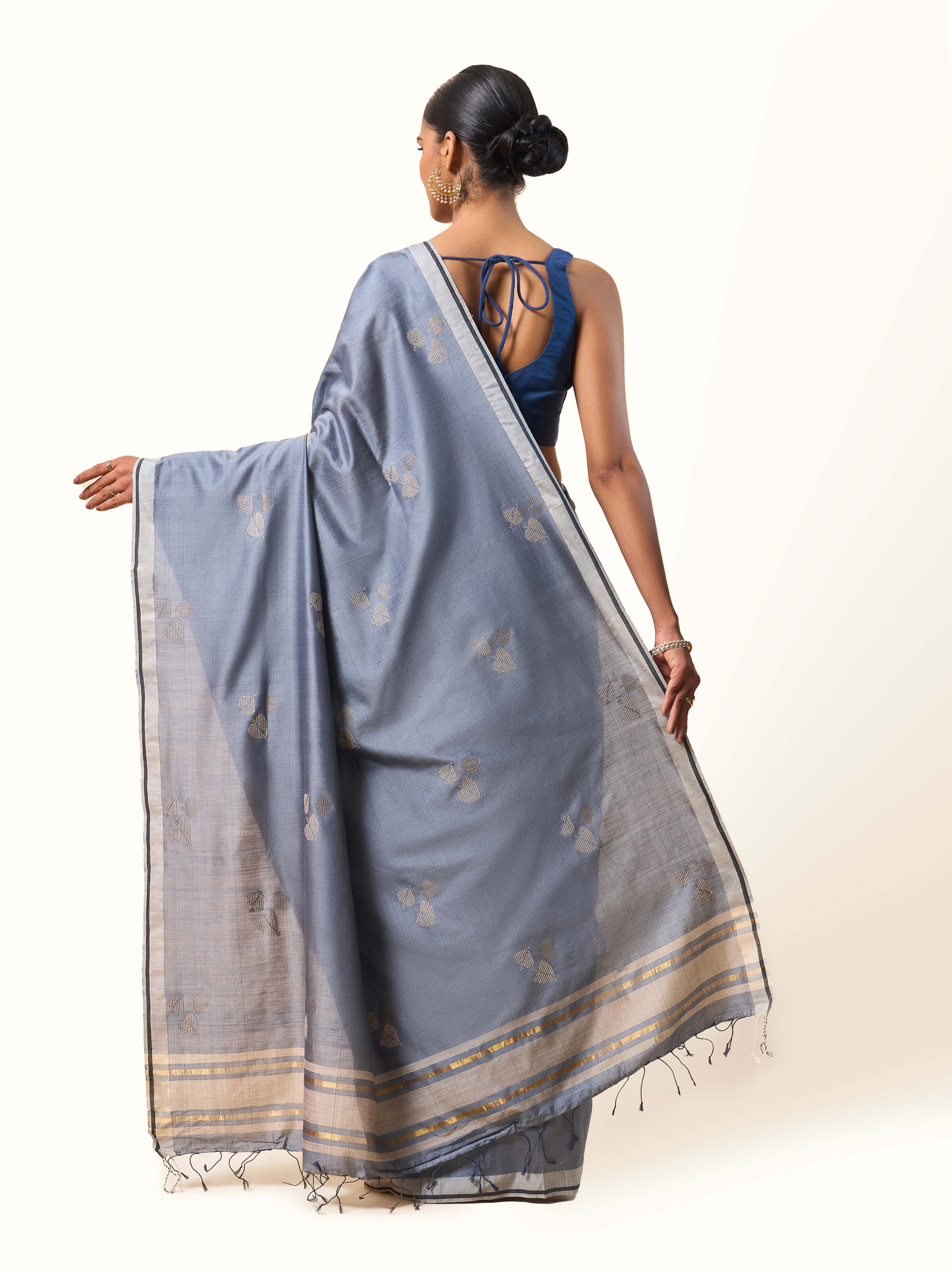 Black Silk Extra-weft Saree