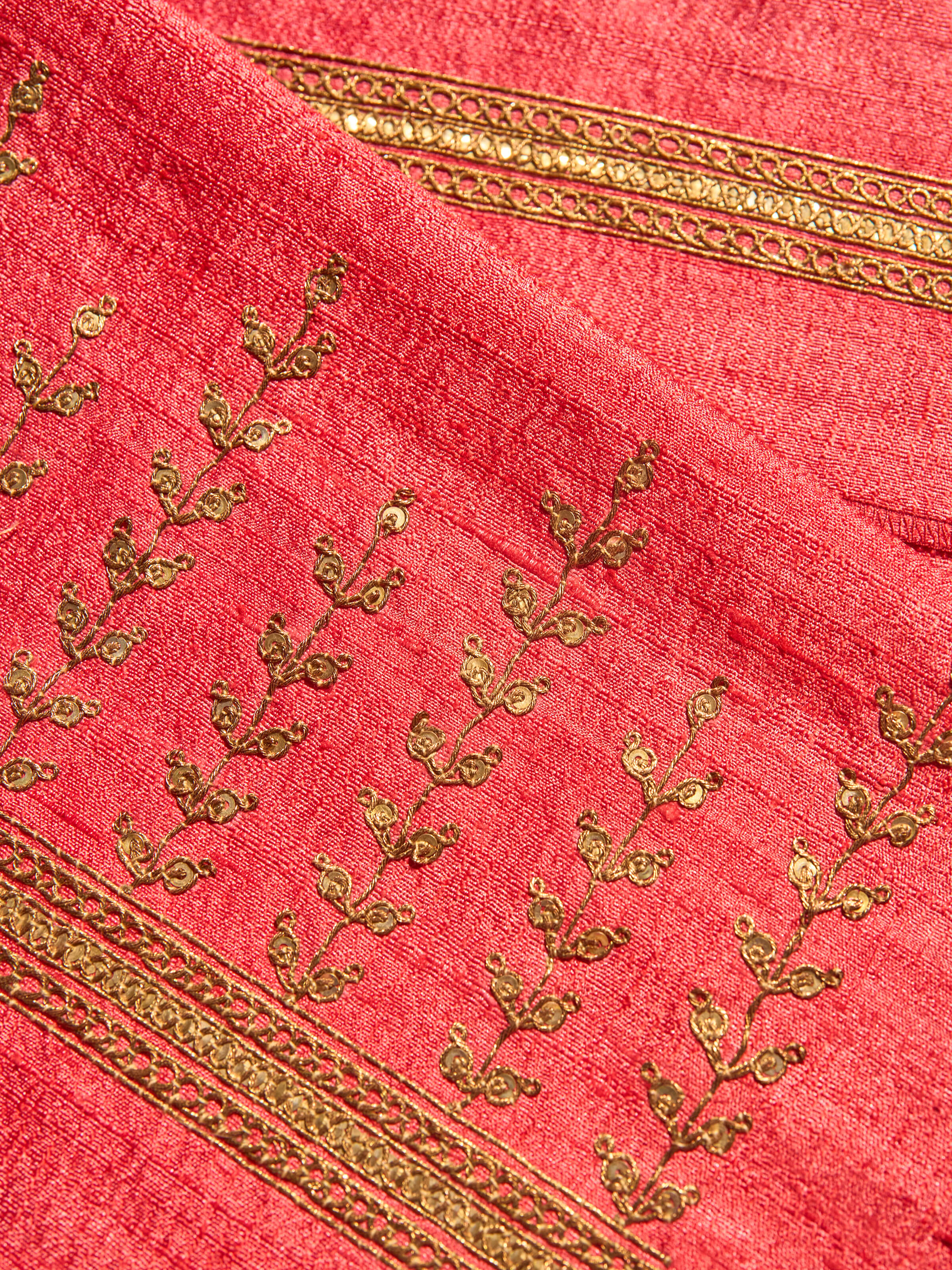 Another detail shot of Tussar silk blouse piece capturing texture and embroidery depth