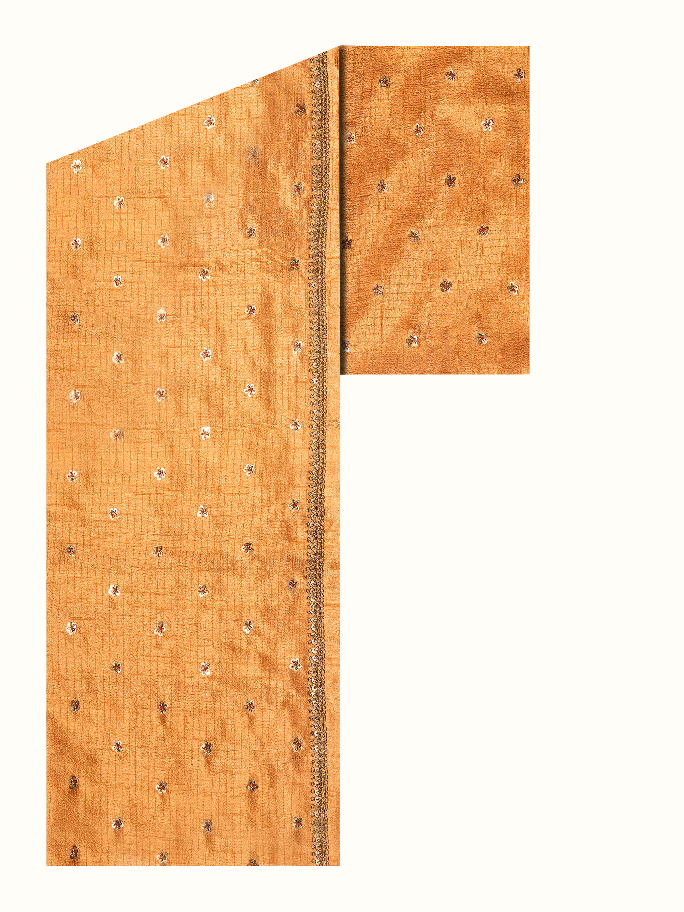 Front view of Rust Tussar Silk Zardozi Embroidered Blouse Piece with rich rust silk and ornate Zardozi embroidery