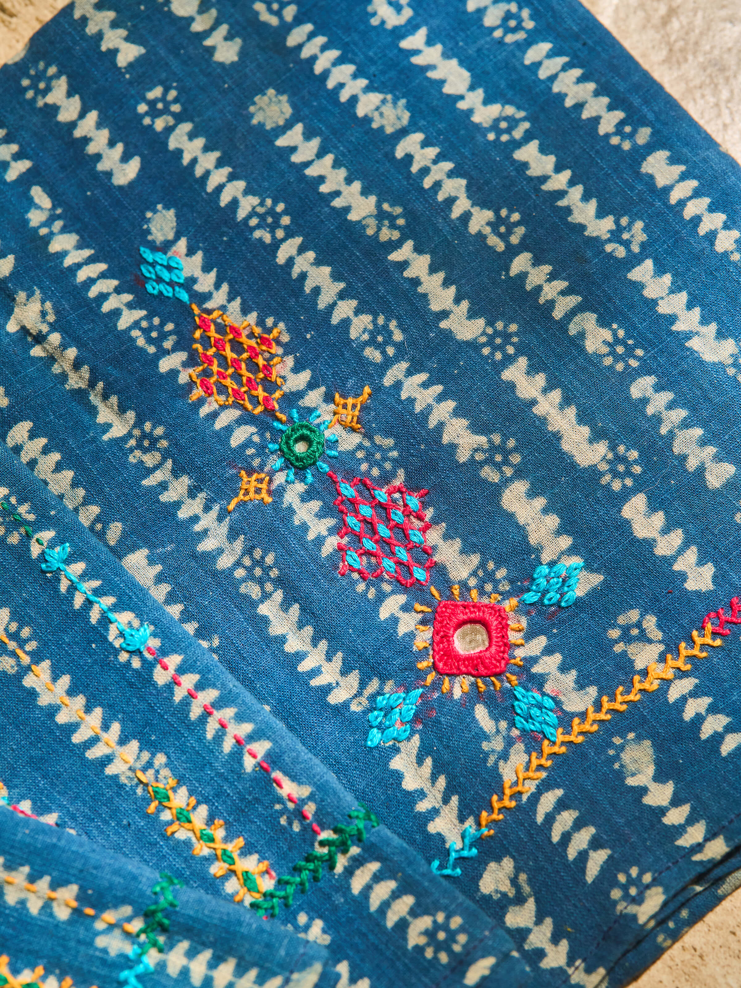 Alternate detail view highlighting hand embroidery and folk design aesthetics