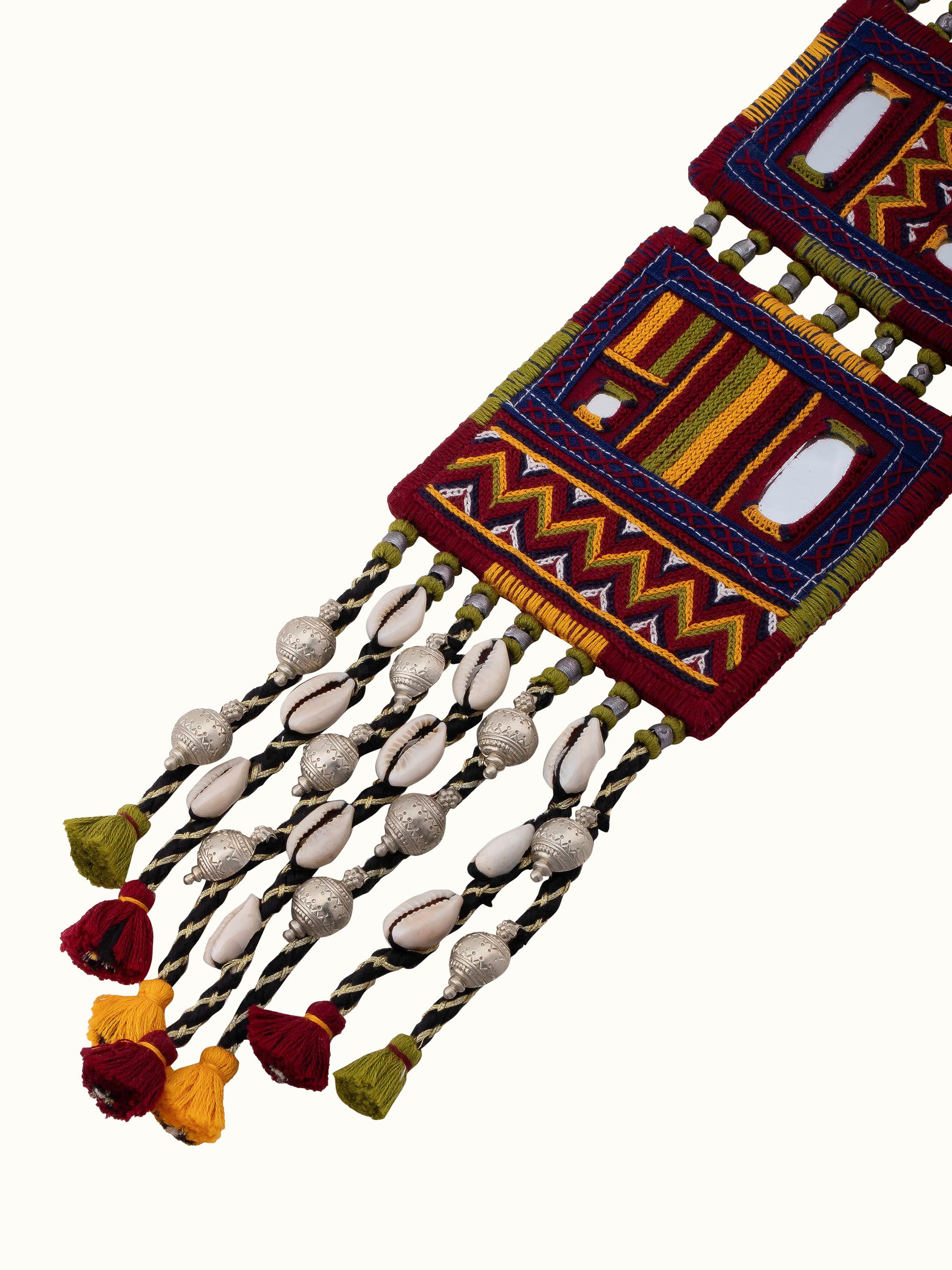 Detailed view of Banjara Embroidery Long Necklace focusing on the intricate embroidery and craftsmanship.