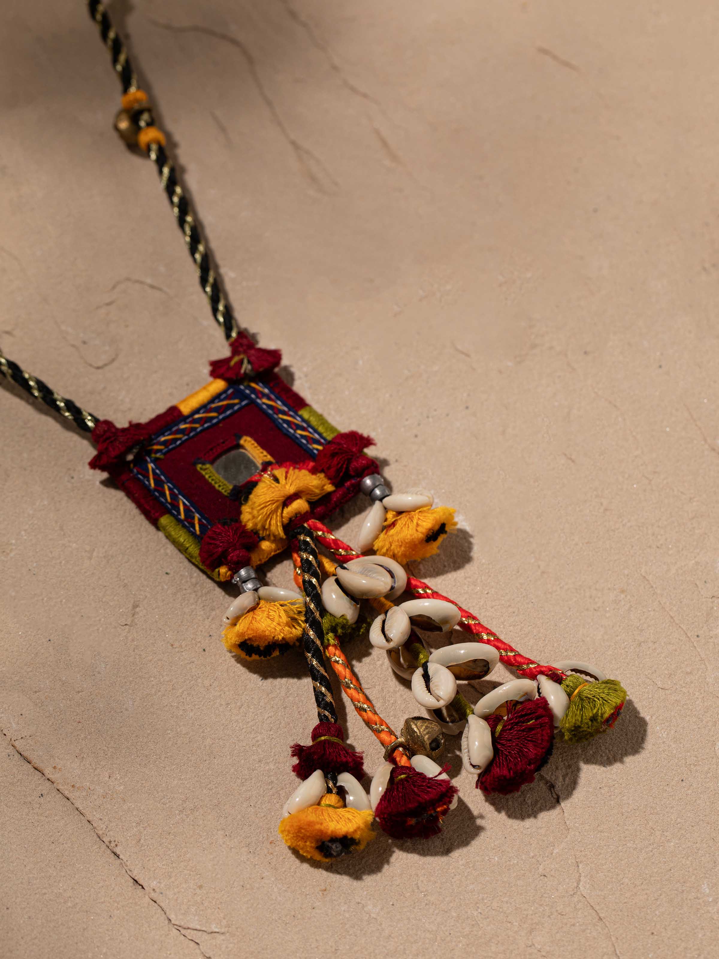 Detailed view of Banjara Embroidery Long Necklace focusing on the vibrant colors and craftsmanship.