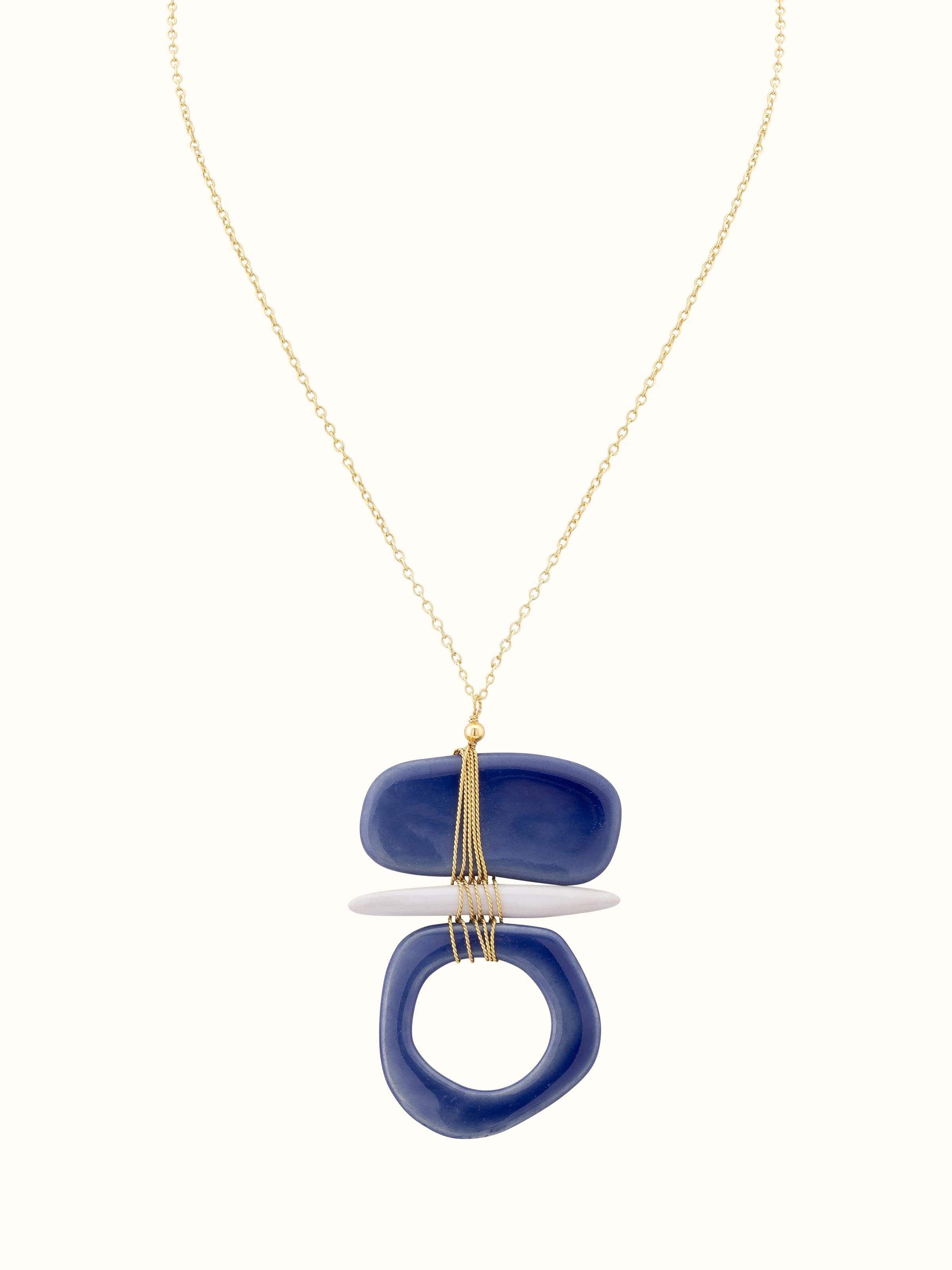 Front view of Ceramic Long Necklace showcasing its vibrant ceramic beads and traditional design.
