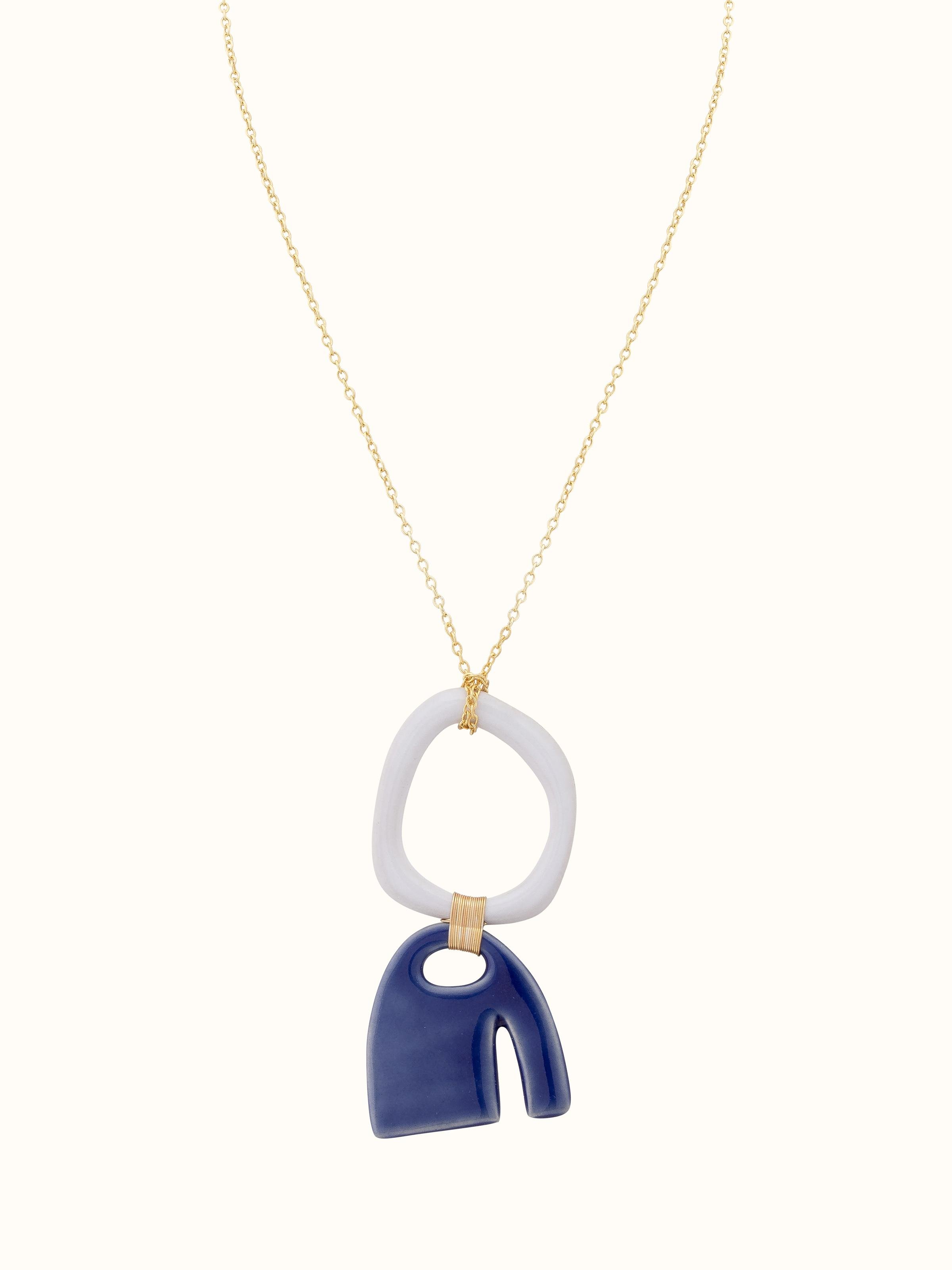 Front view of Ceramic Long Necklace featuring vibrant ceramic beads and a stylish long chain.