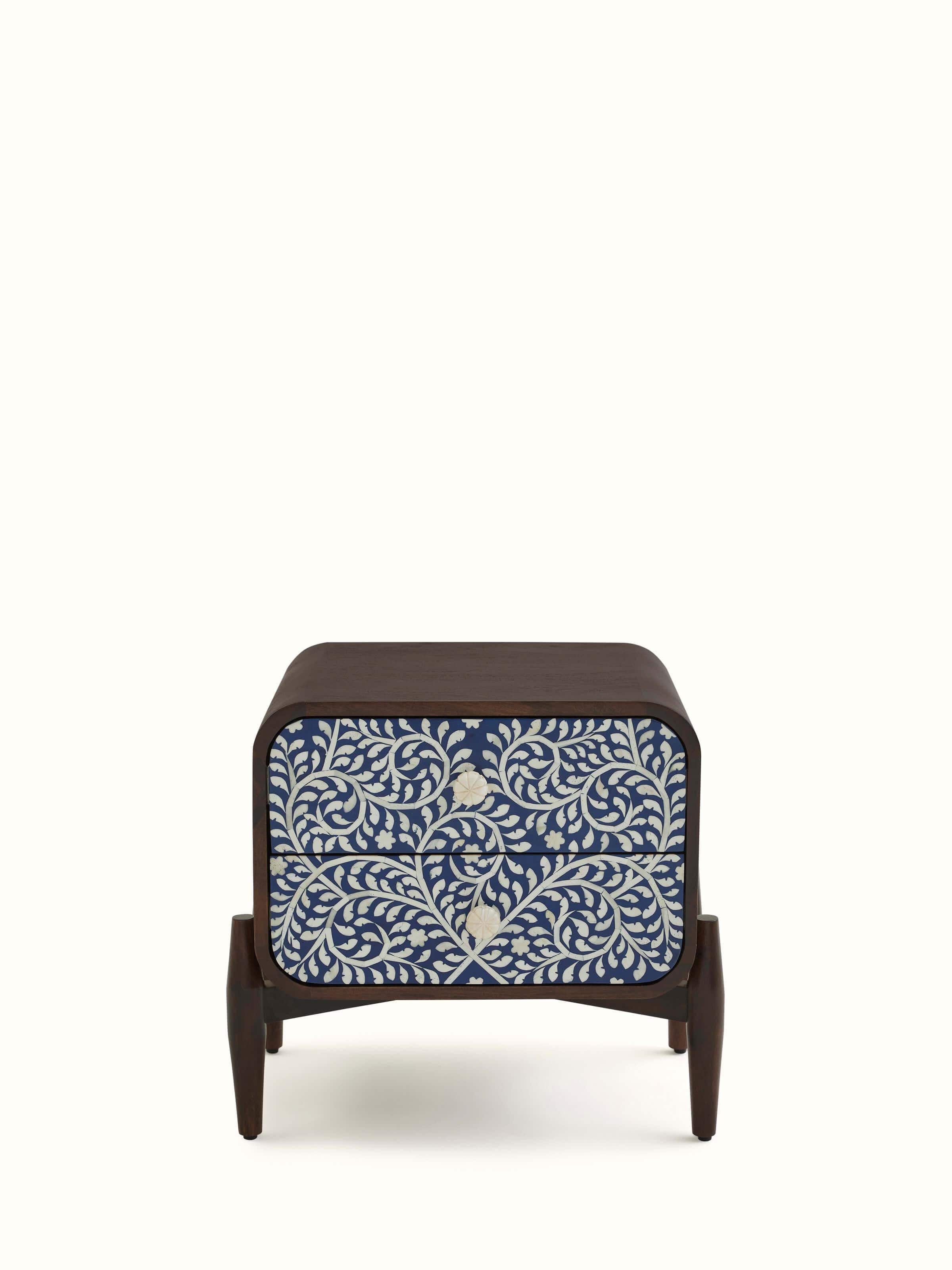 Another angle of the miniature painted portable table, highlighting its versatility and decorative appeal.