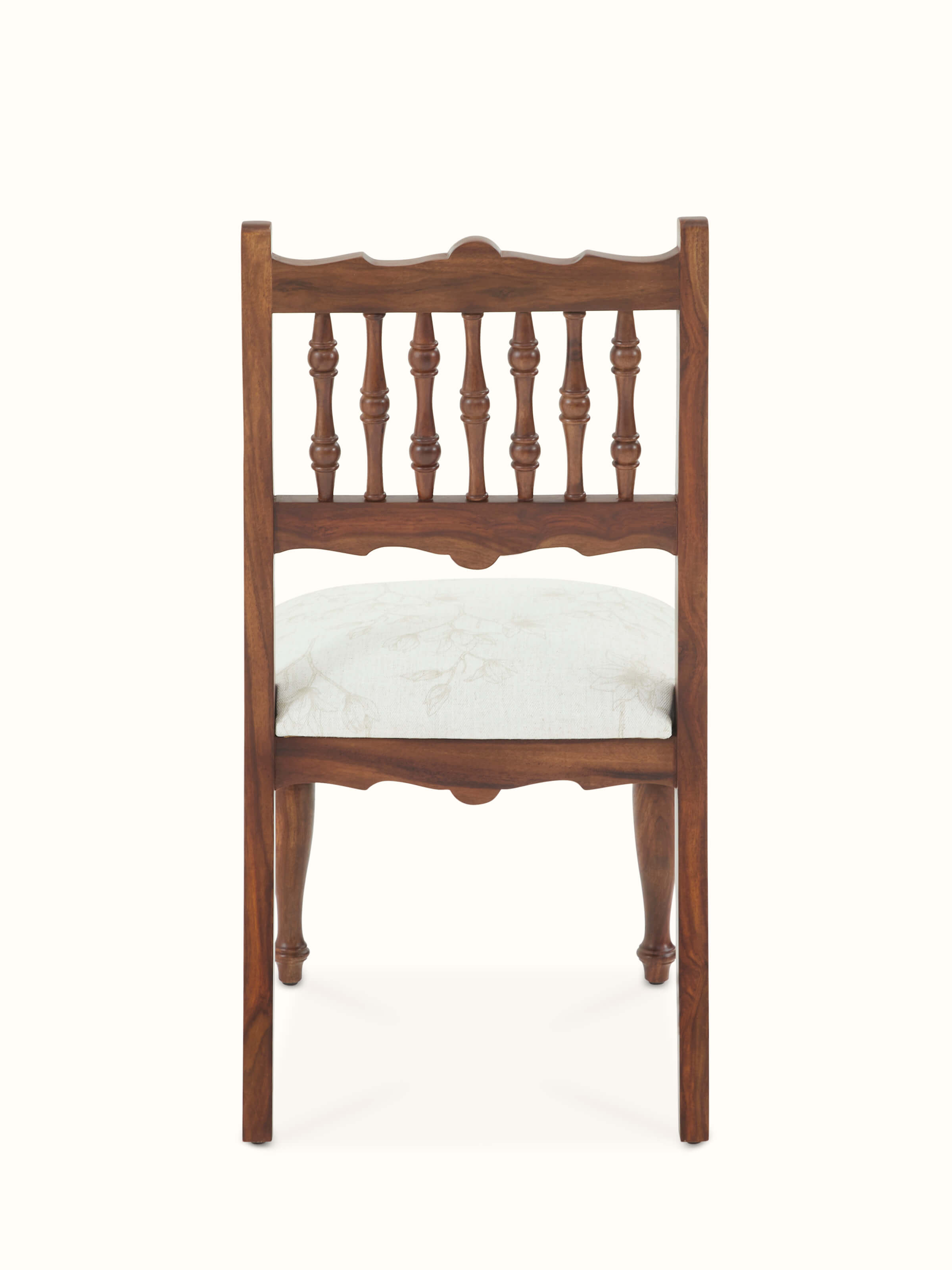 Top view of upholstered Sheesham wood dining chair, emphasizing the comfortable and stylish design.