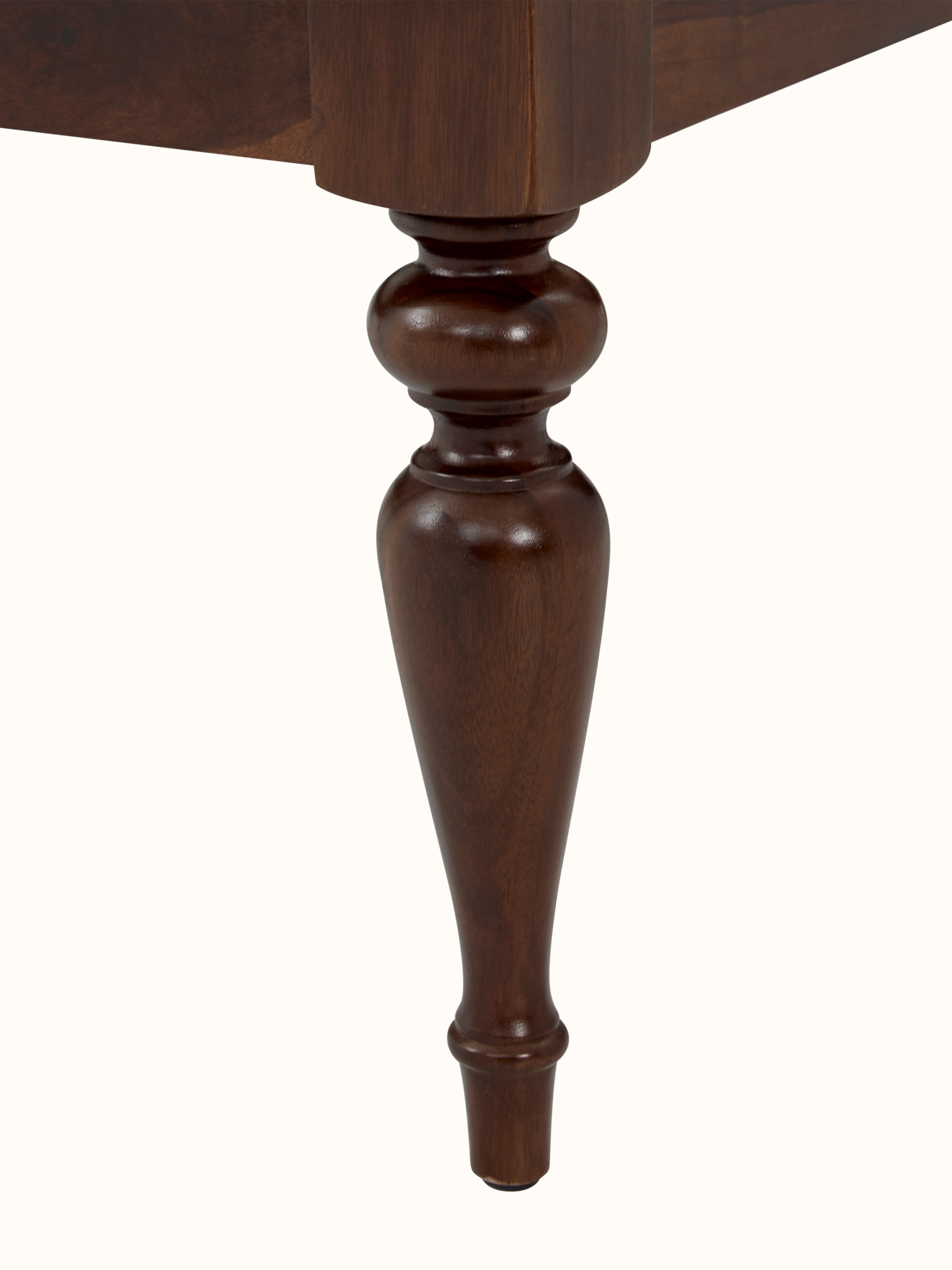 Close-up view of Sheesham wood & marble coffee table, focusing on the intricate details and craftsmanship.