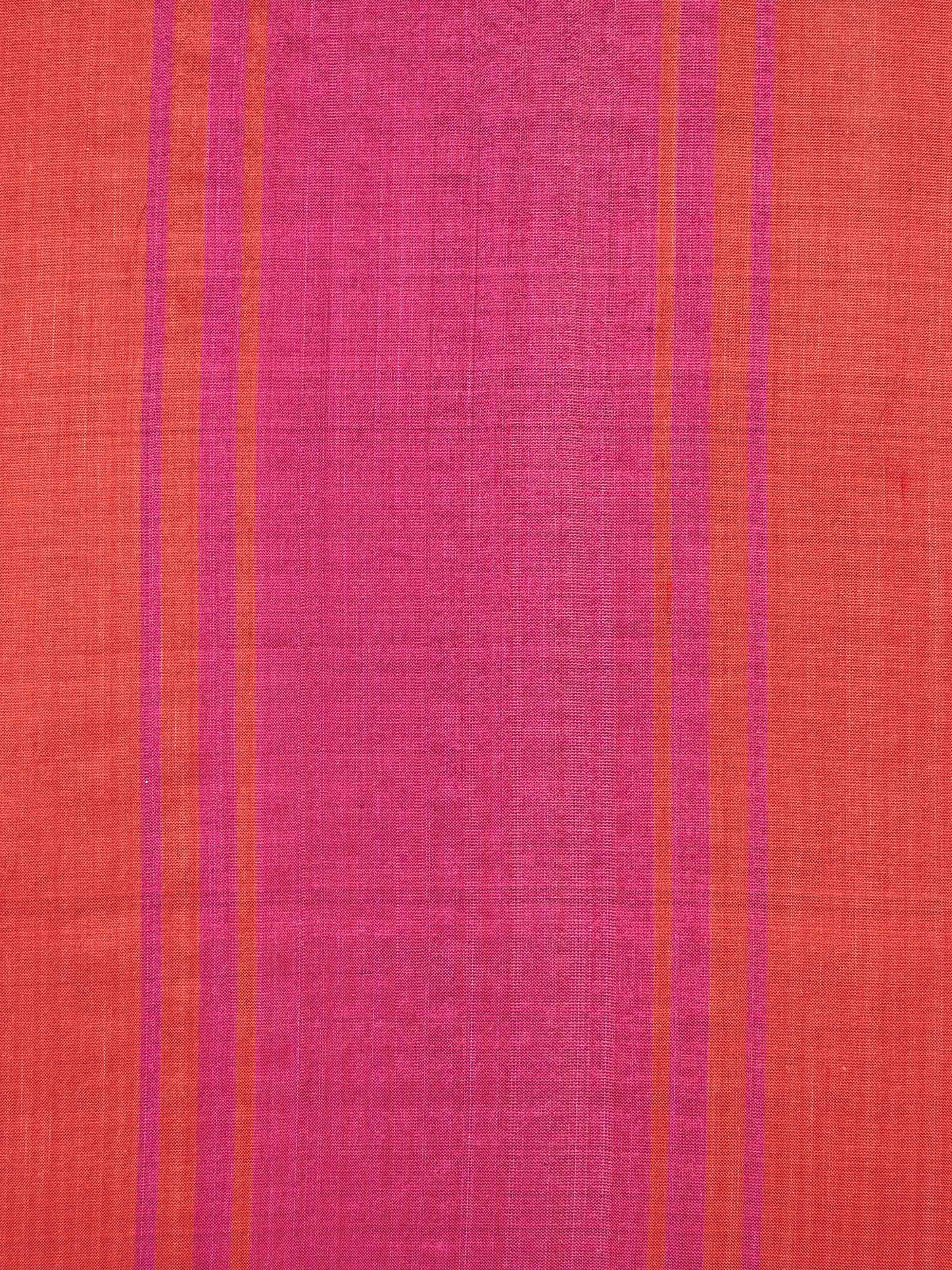 Detailed view of Bhoomi red wide stripe silk Odisha ikat handloom cushion cover showing the craftsmanship and fabric quality.
