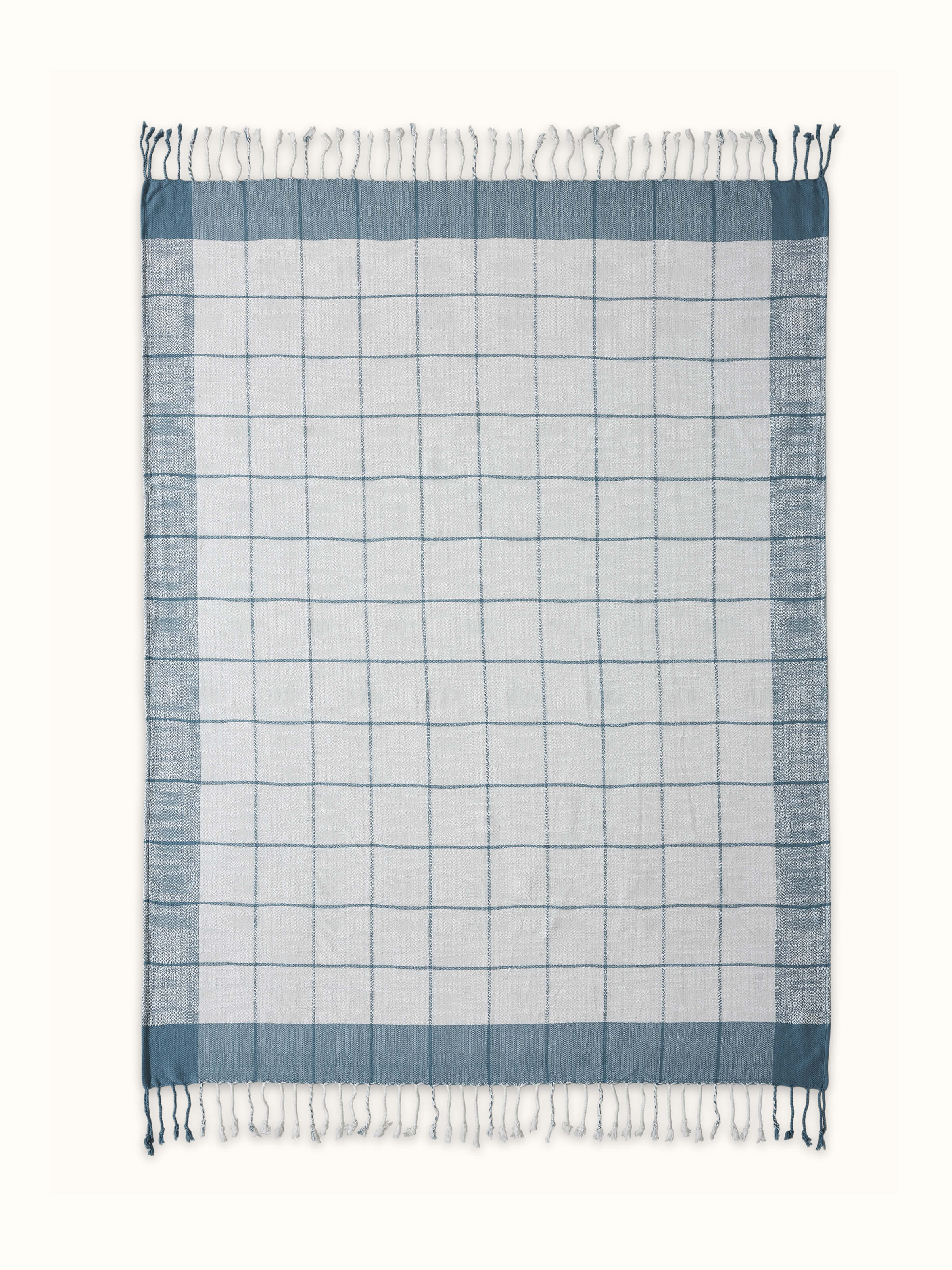 Front view of Adhima Cotton Twill Throw in Light Turquoise, showcasing soft texture and lightweight handloom weave.