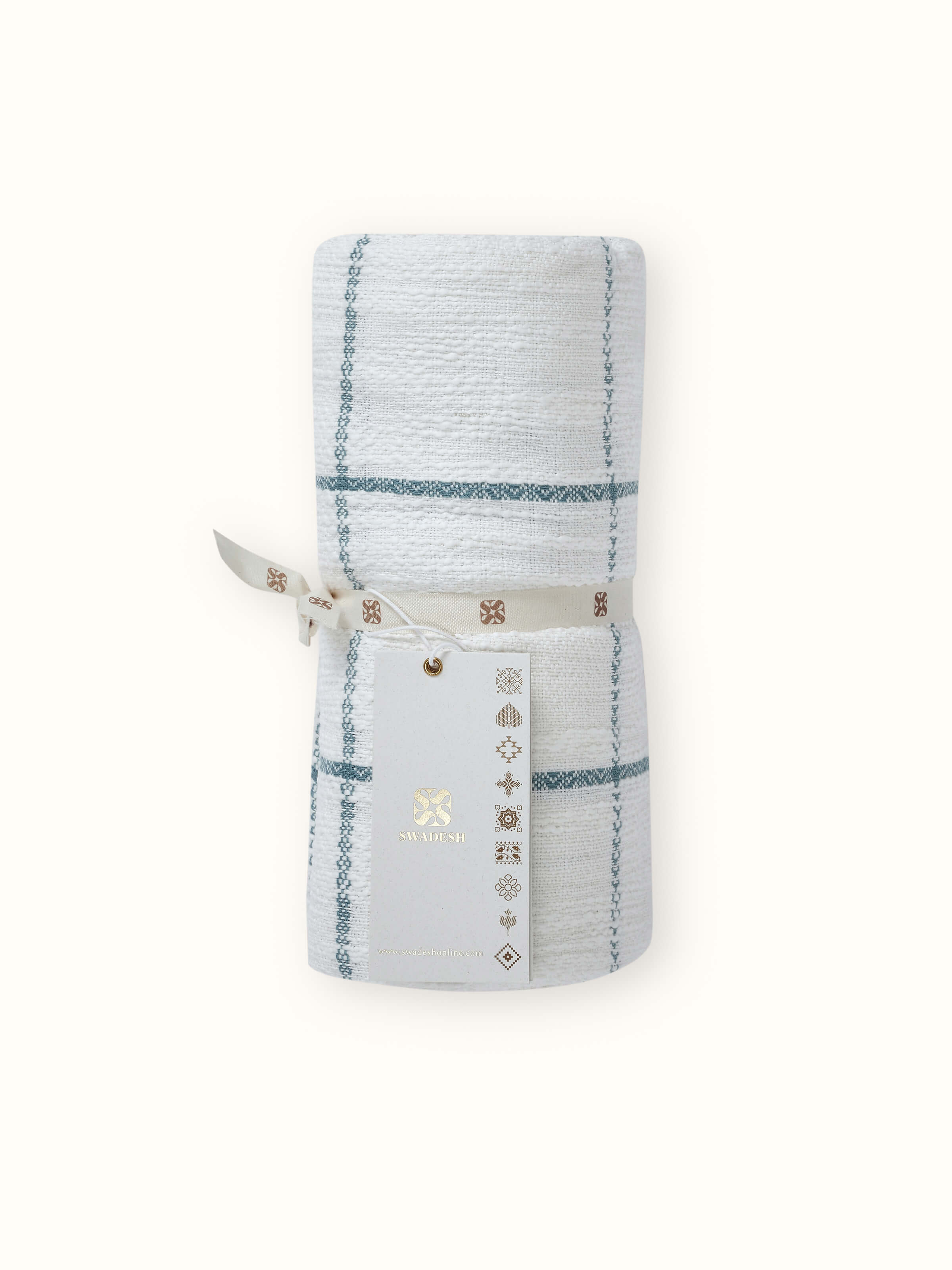 Close-up detail of Adhima Twill Weave Throw, highlighting the fine woven texture and subtle design.