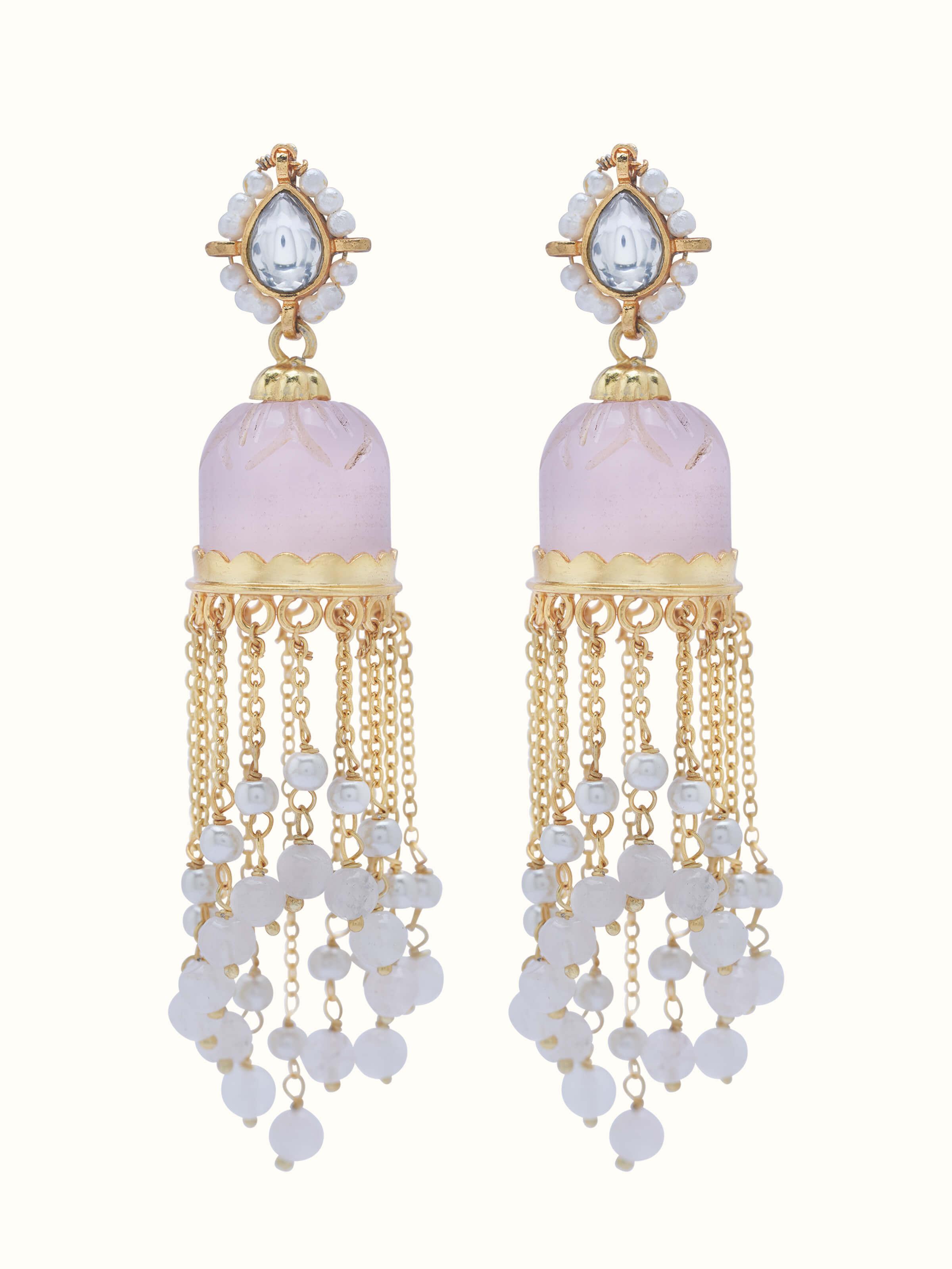 Front view of Silver Smithing Jhumkas showcasing intricate design and elegance.