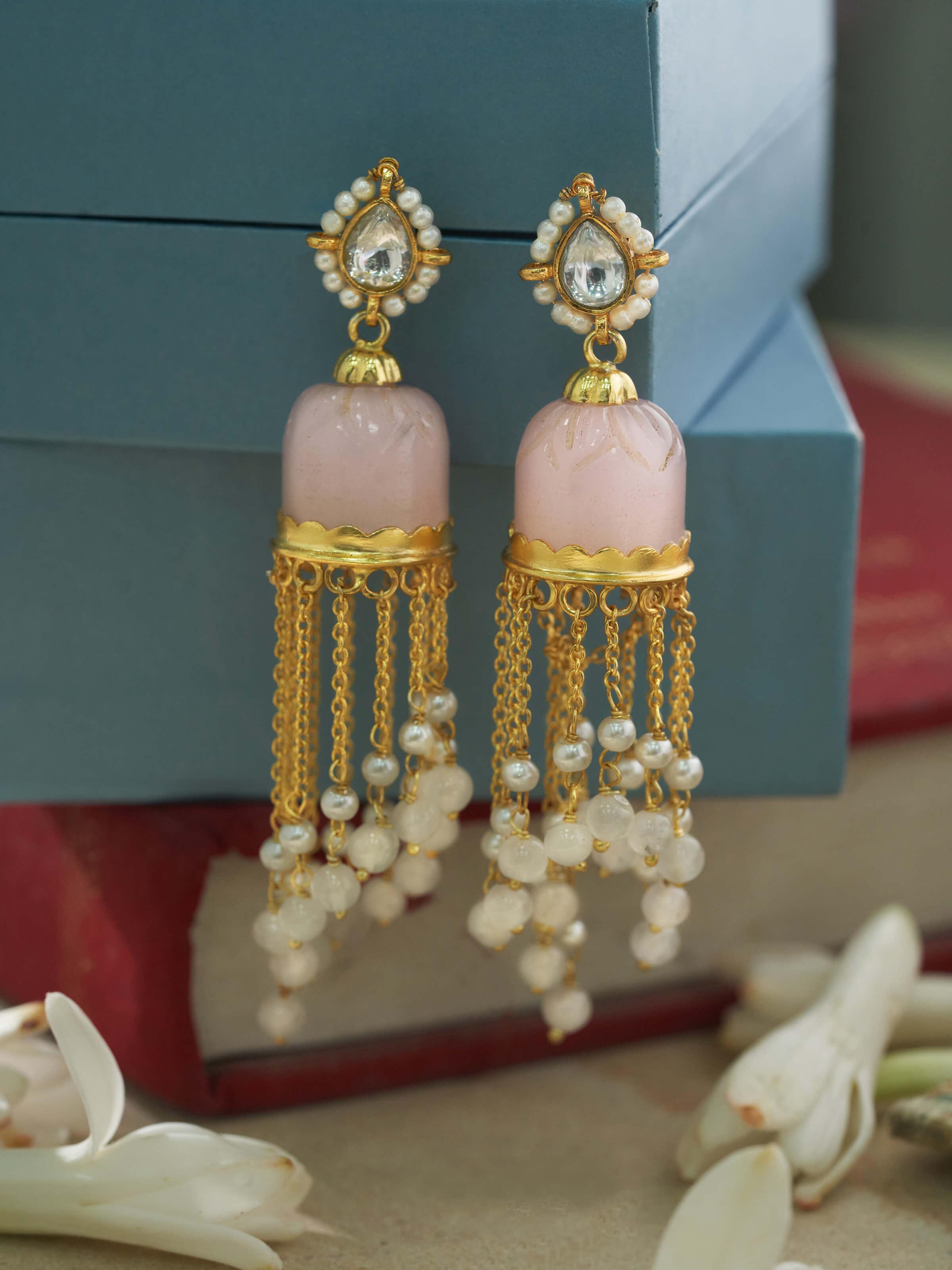 Close-up of Silver Smithing Jhumkas highlighting detailed silverwork and fine craftsmanship.