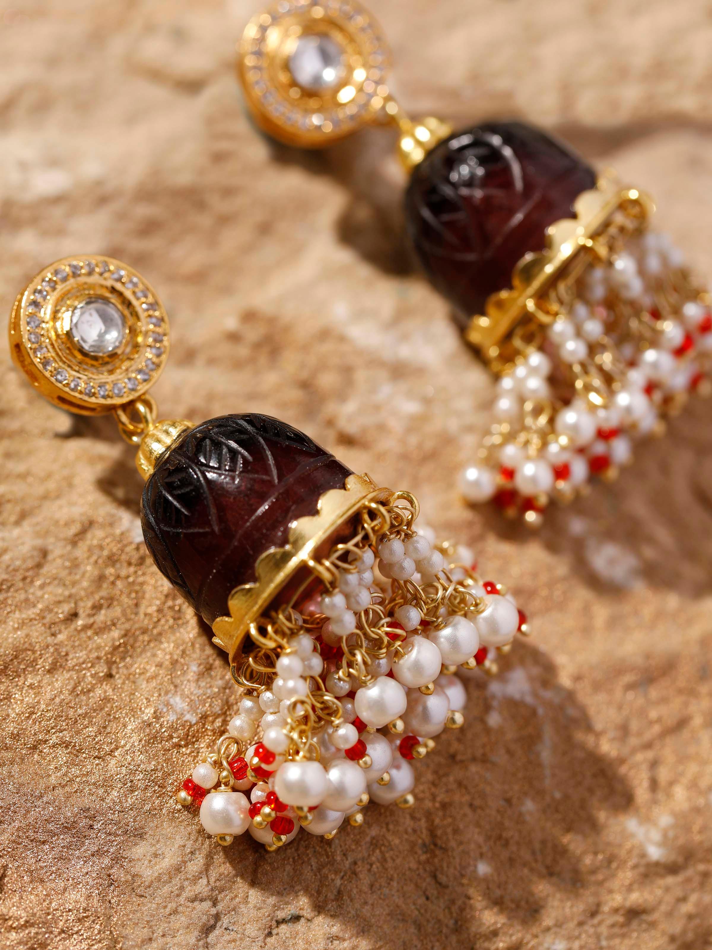 Back view of Silver Smithing Jhumkas showing the secure clasp and overall design.