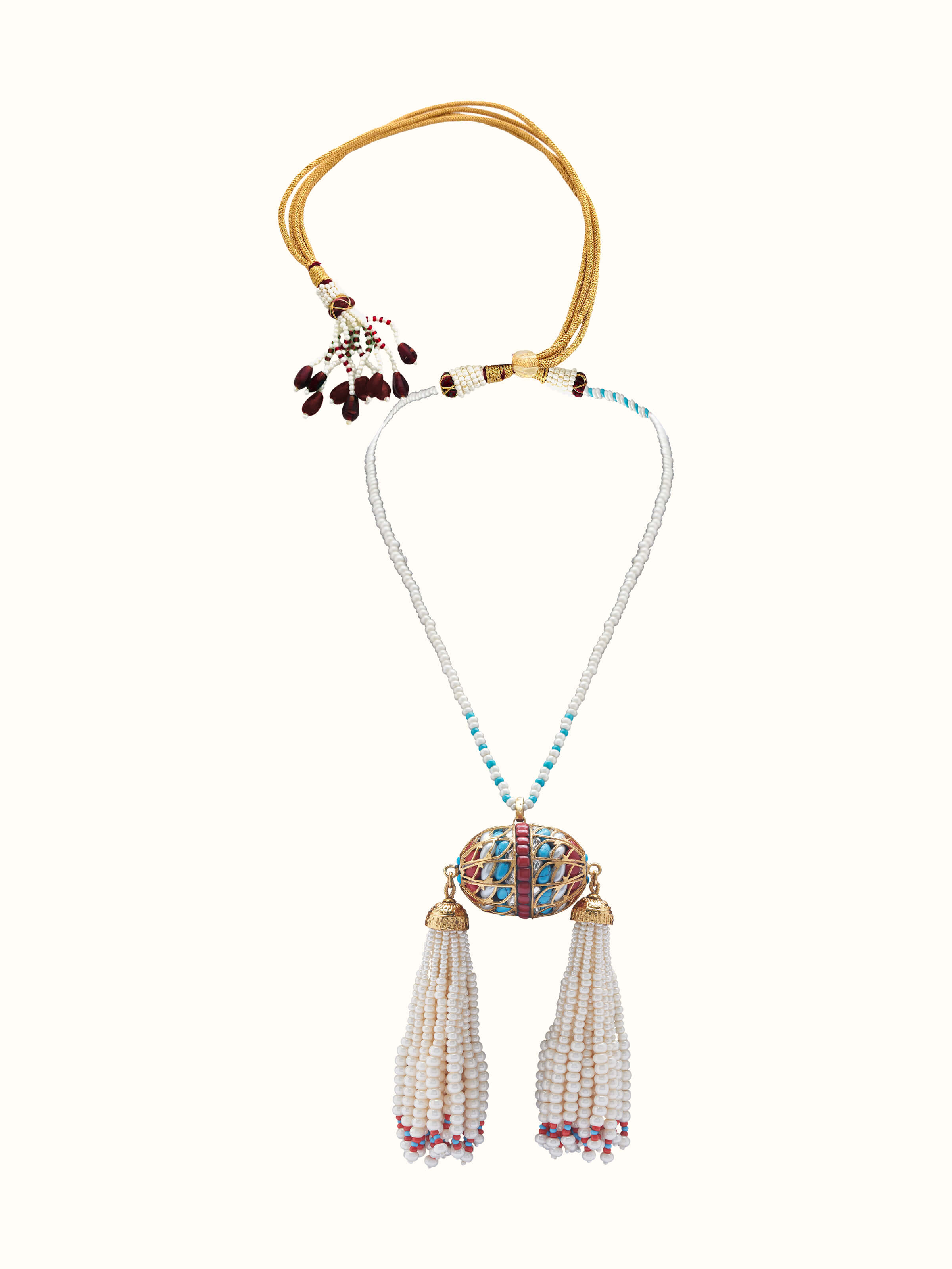 Front view of Bandhel Metal Long Necklace showcasing traditional metal design and intricate detailing