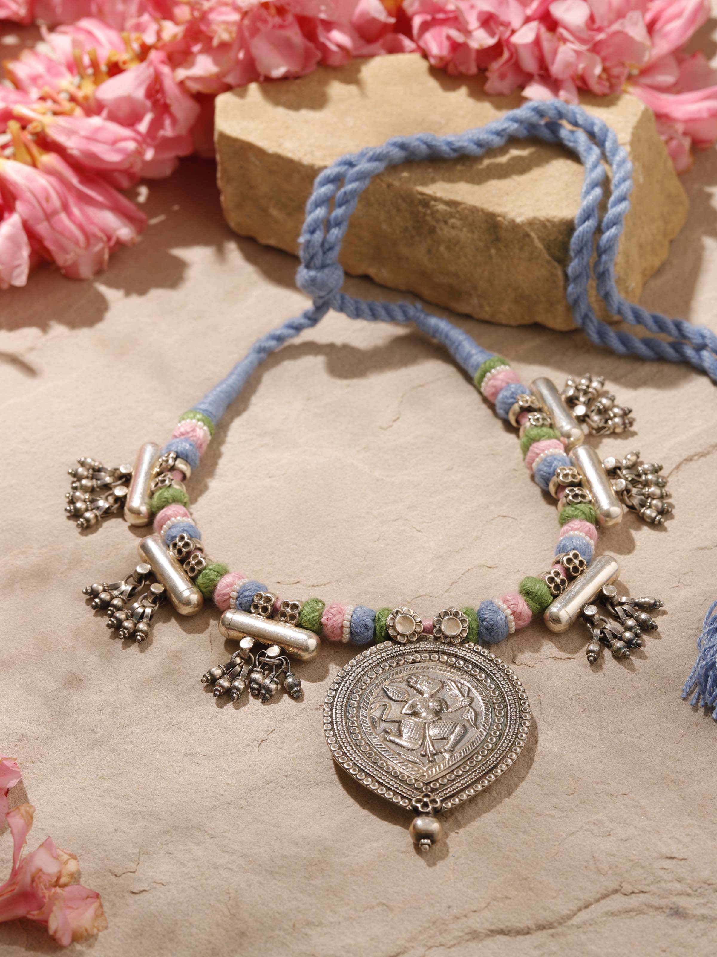 Detailed view of Silver Smithing Collar Necklace focusing on its sleek design and craftsmanship