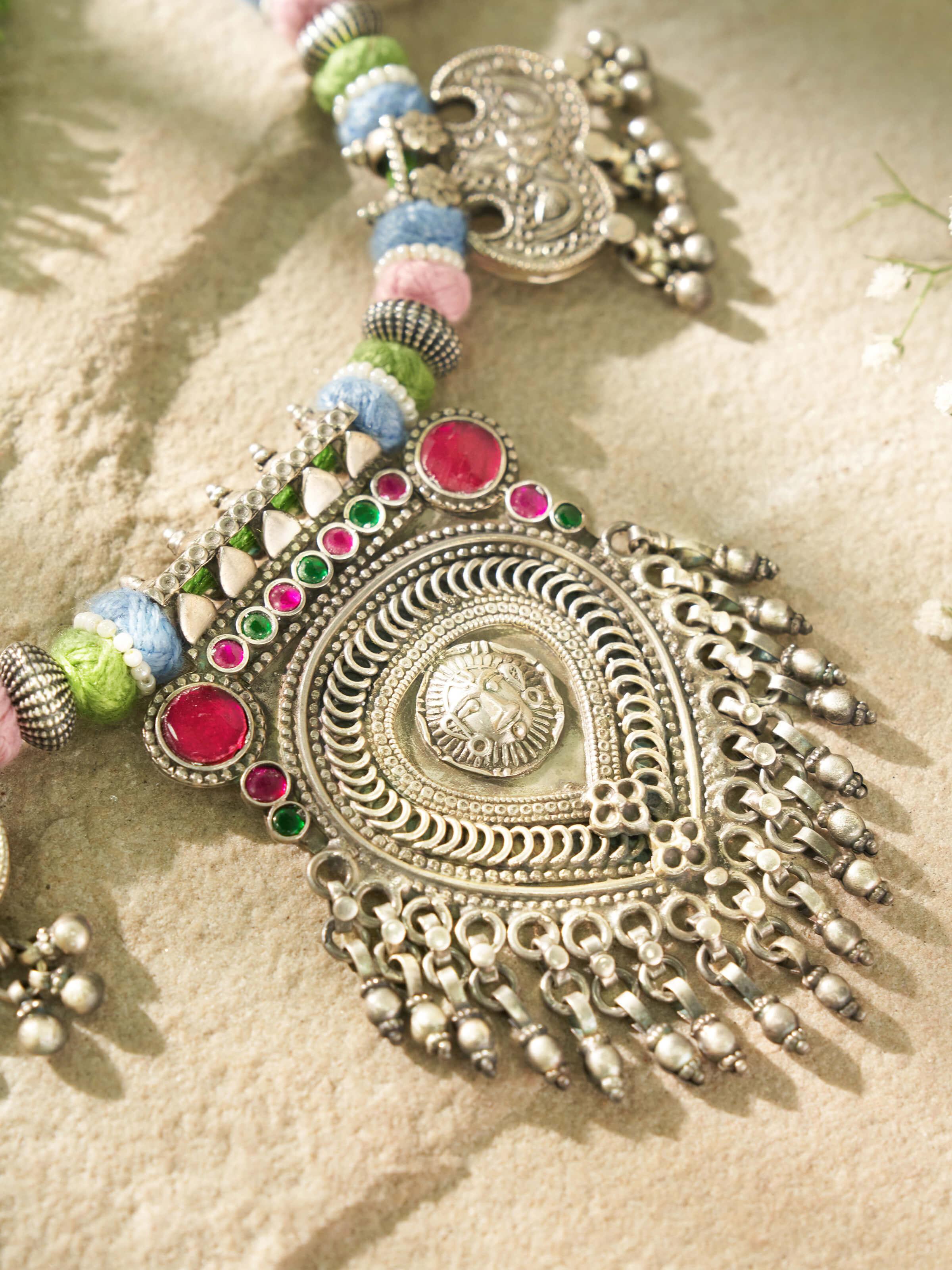 Detailed view of Silver Smithing Collar Necklace focusing on the high-quality silverwork.