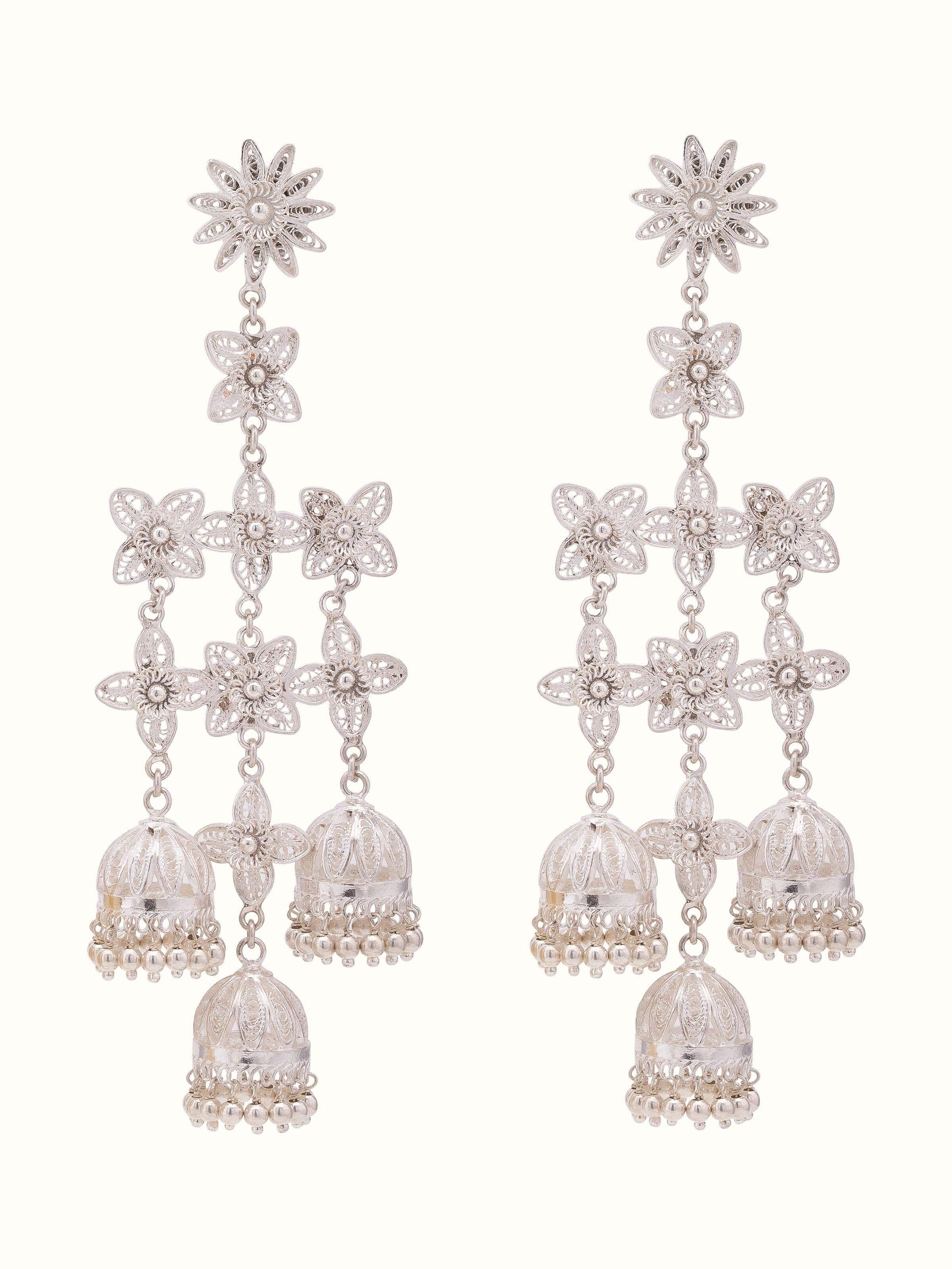 Silver Filigree Jhumkas