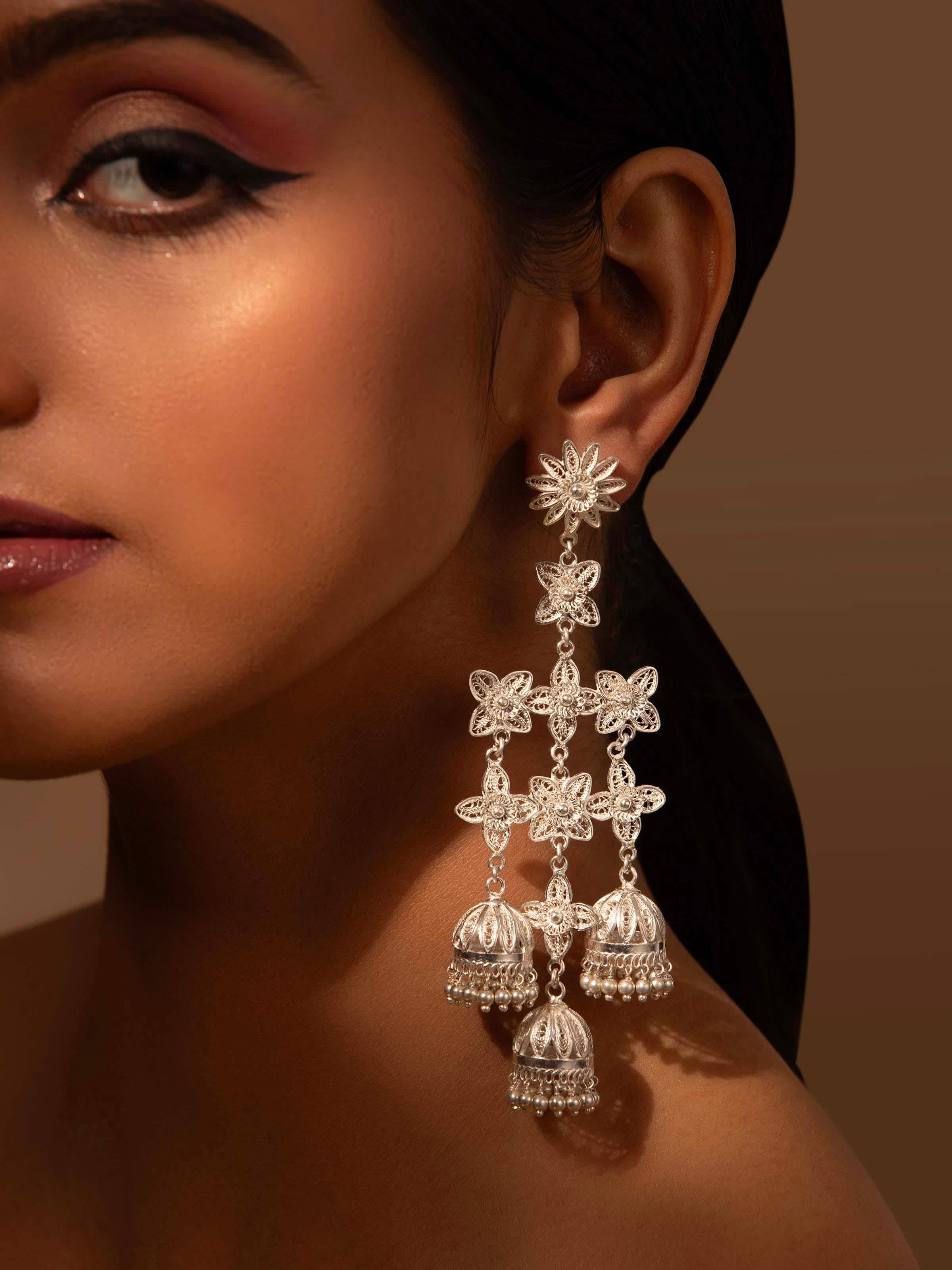Silver Filigree Jhumkas