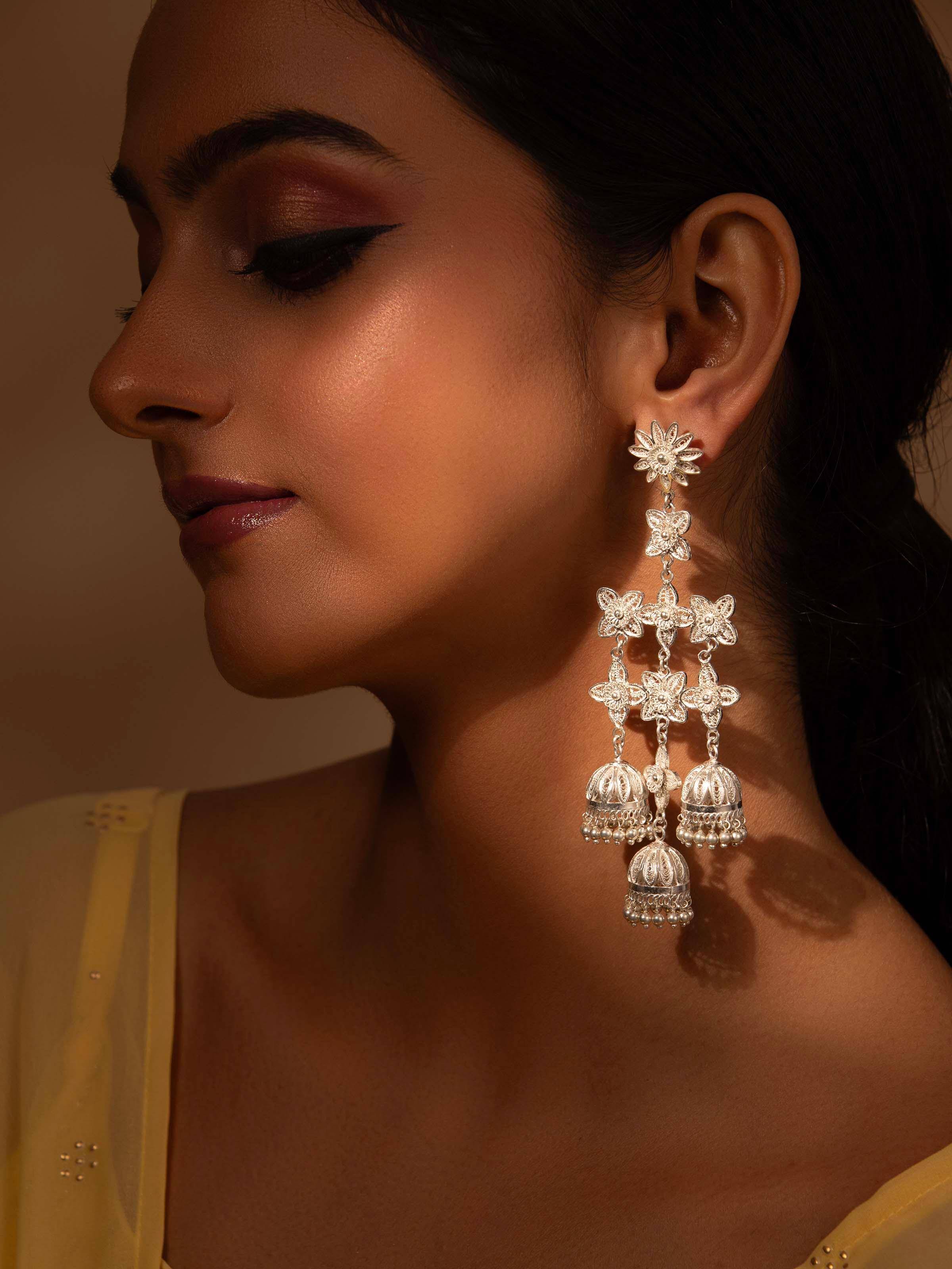 Silver Filigree Jhumkas