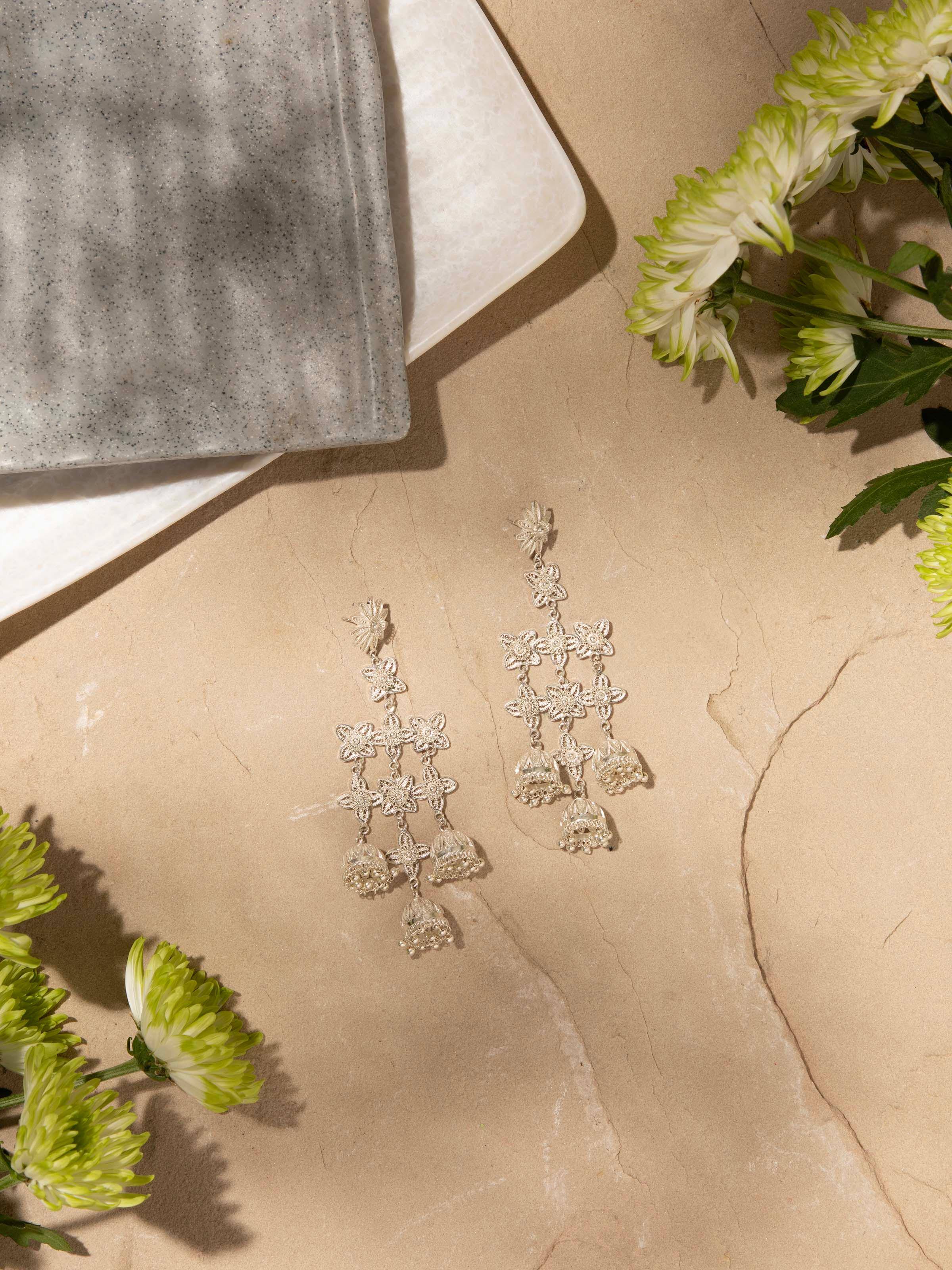 Silver Filigree Jhumkas