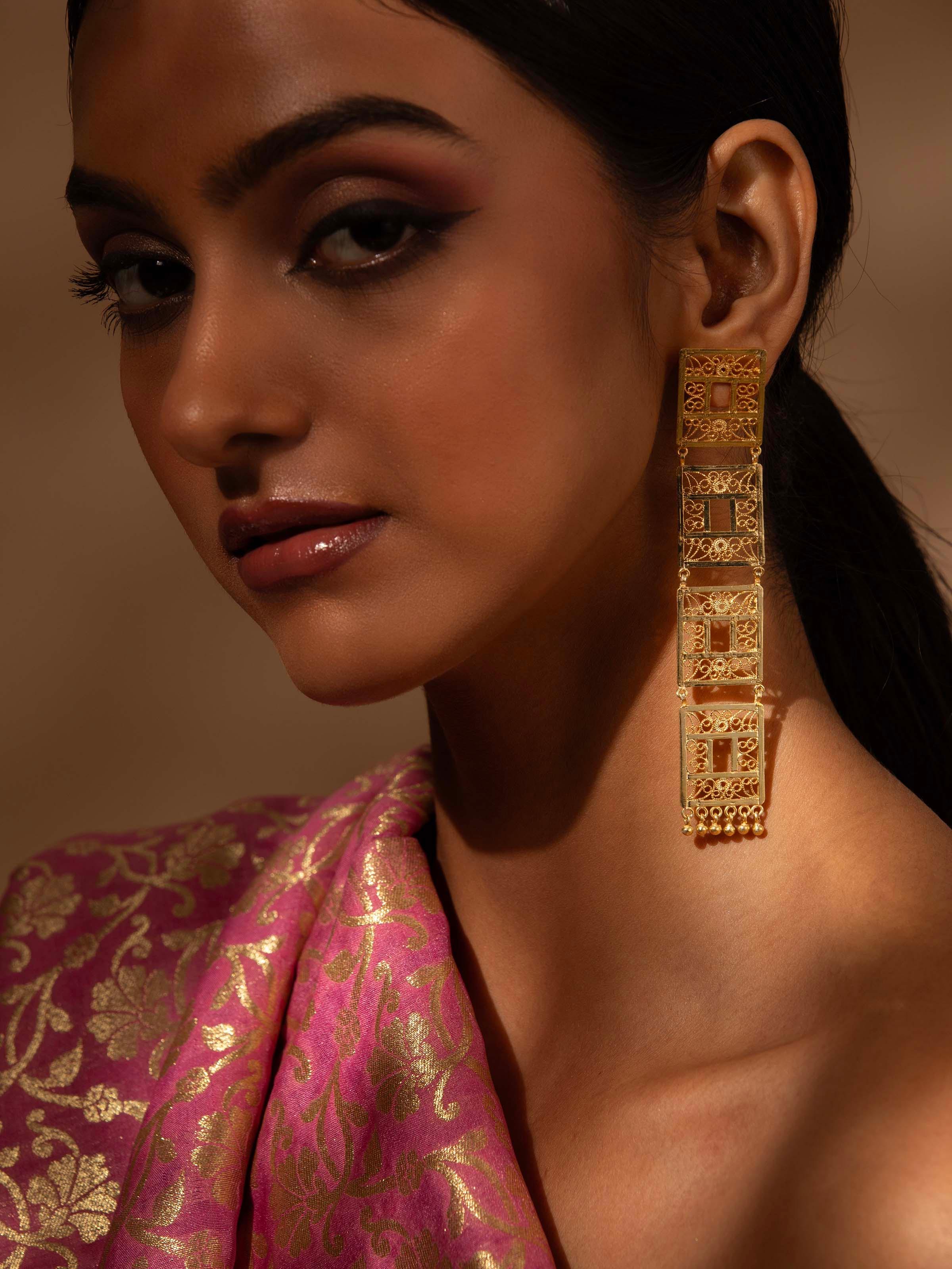 Silver Filigree Drop Earrings