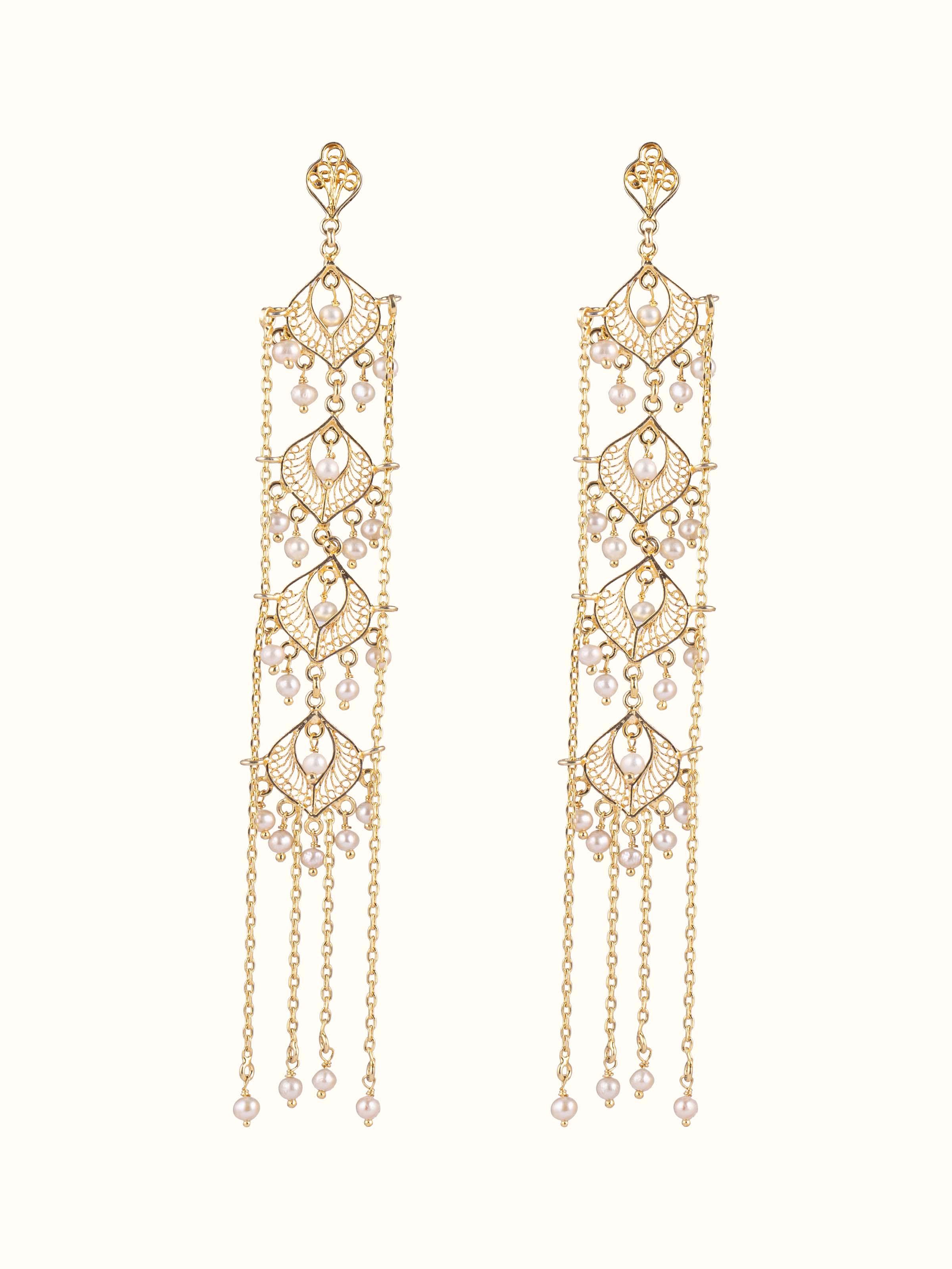 Silver Filigree Drop Earrings