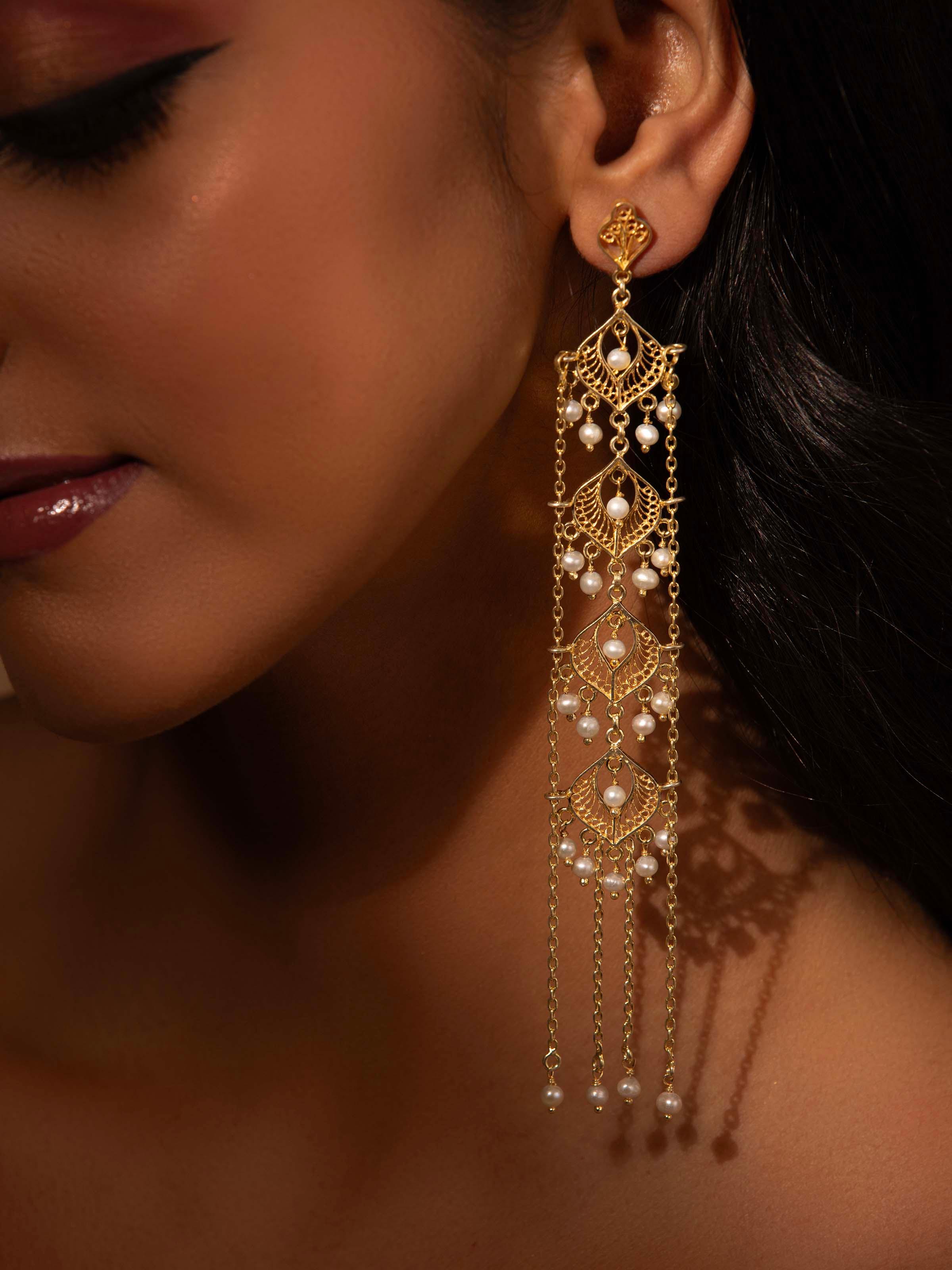 Silver Filigree Drop Earrings