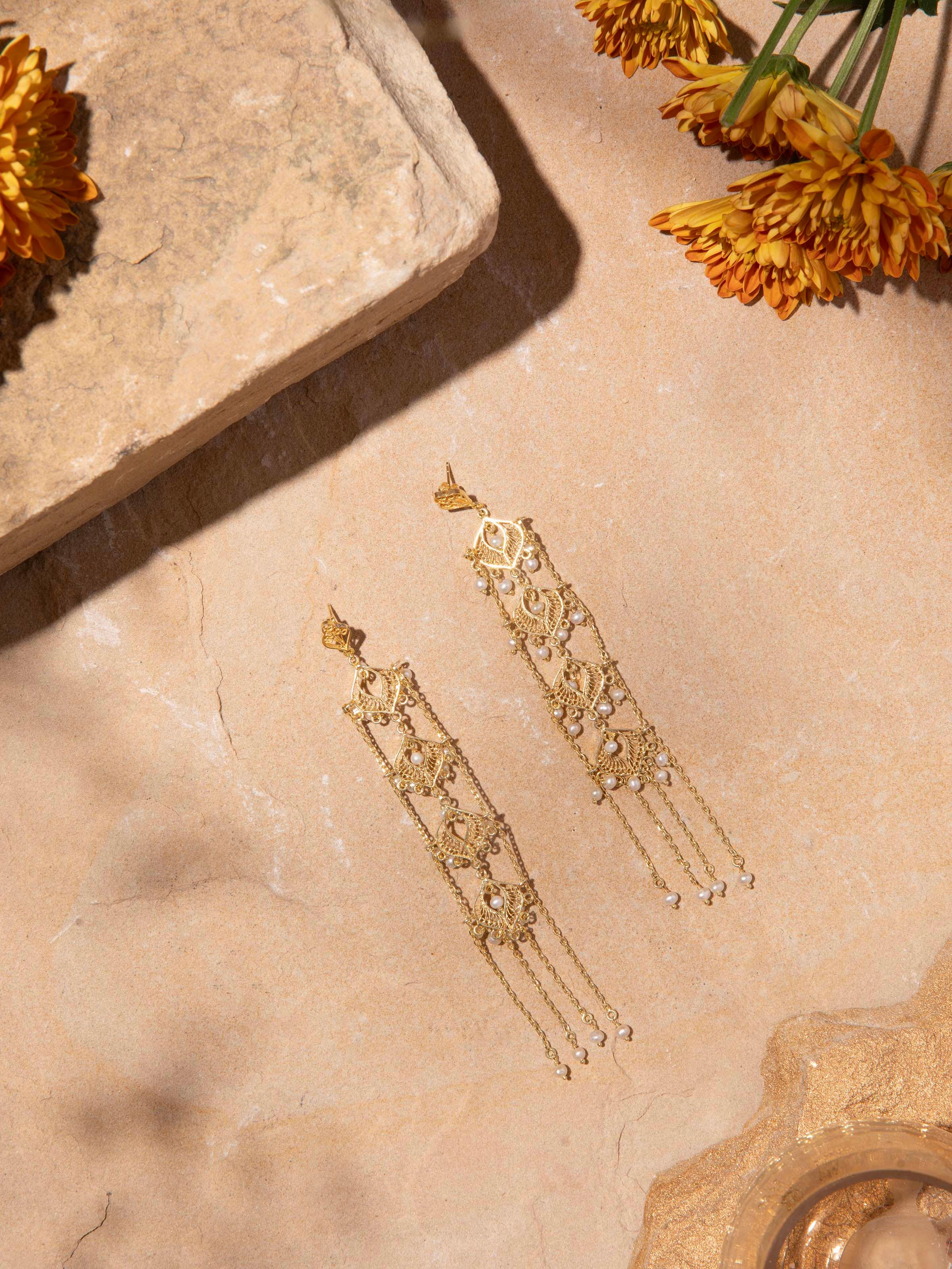 Silver Filigree Drop Earrings