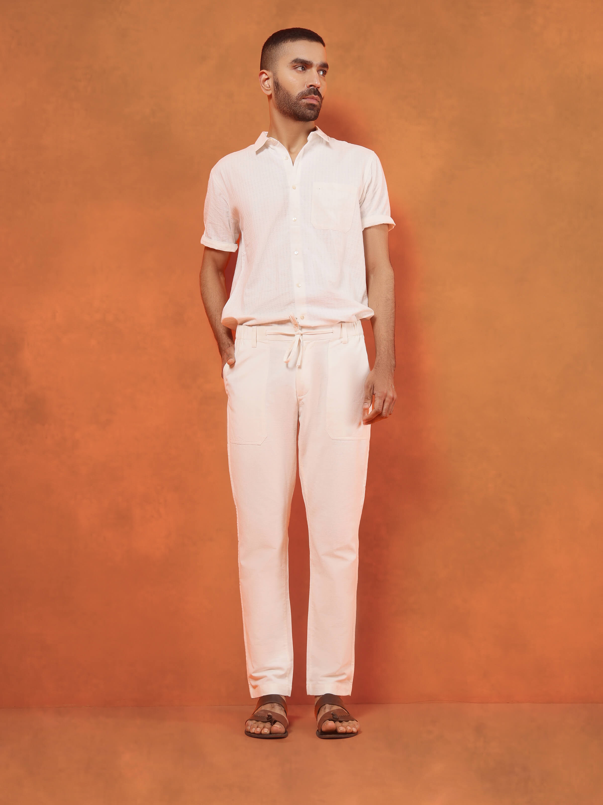 Lifestyle shot that shows how effortlessly these pants complement any top.