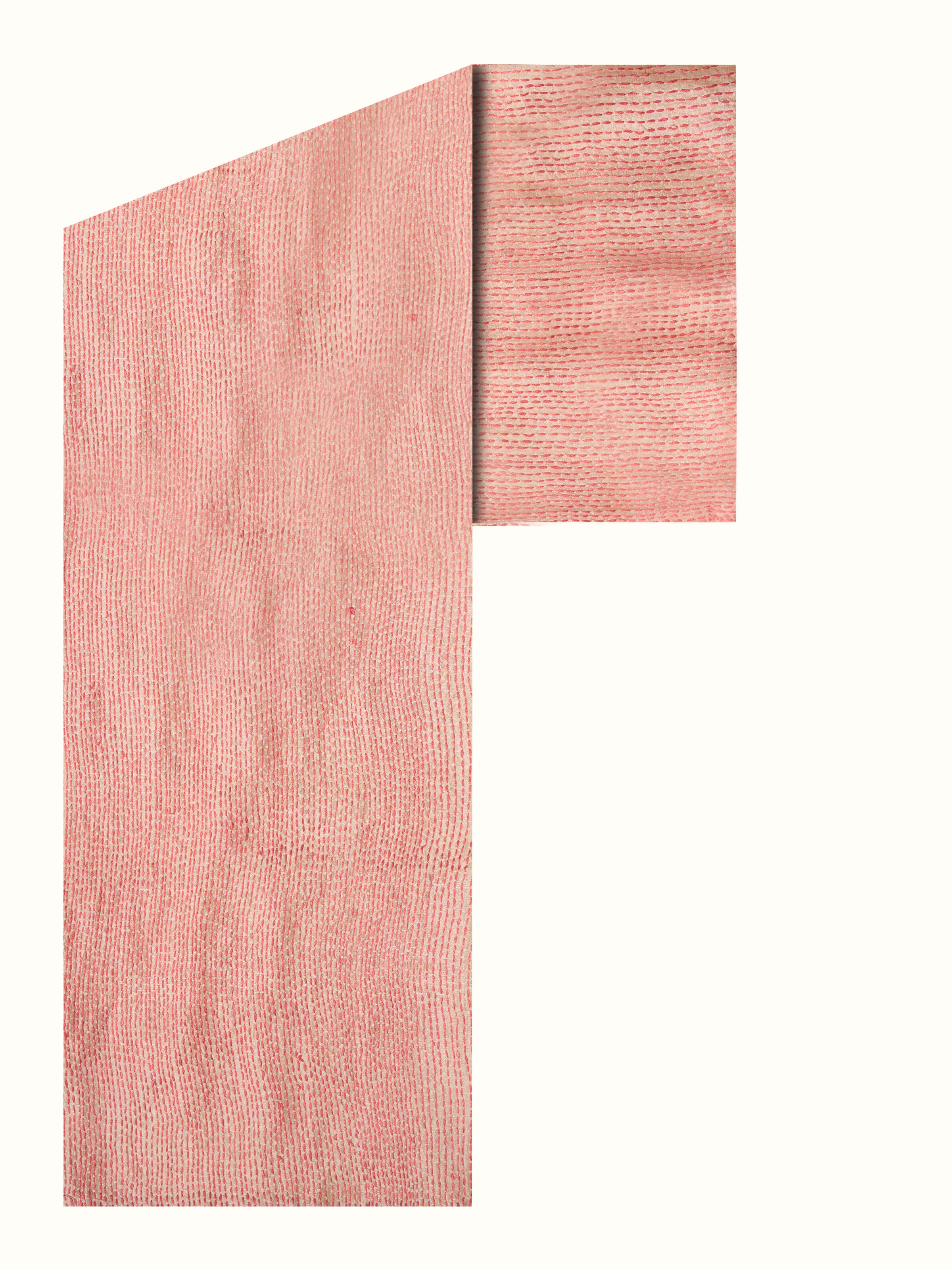 Front view of off-white tussar silk blouse piece featuring intricate Sujani embroidery in multicolor threads.