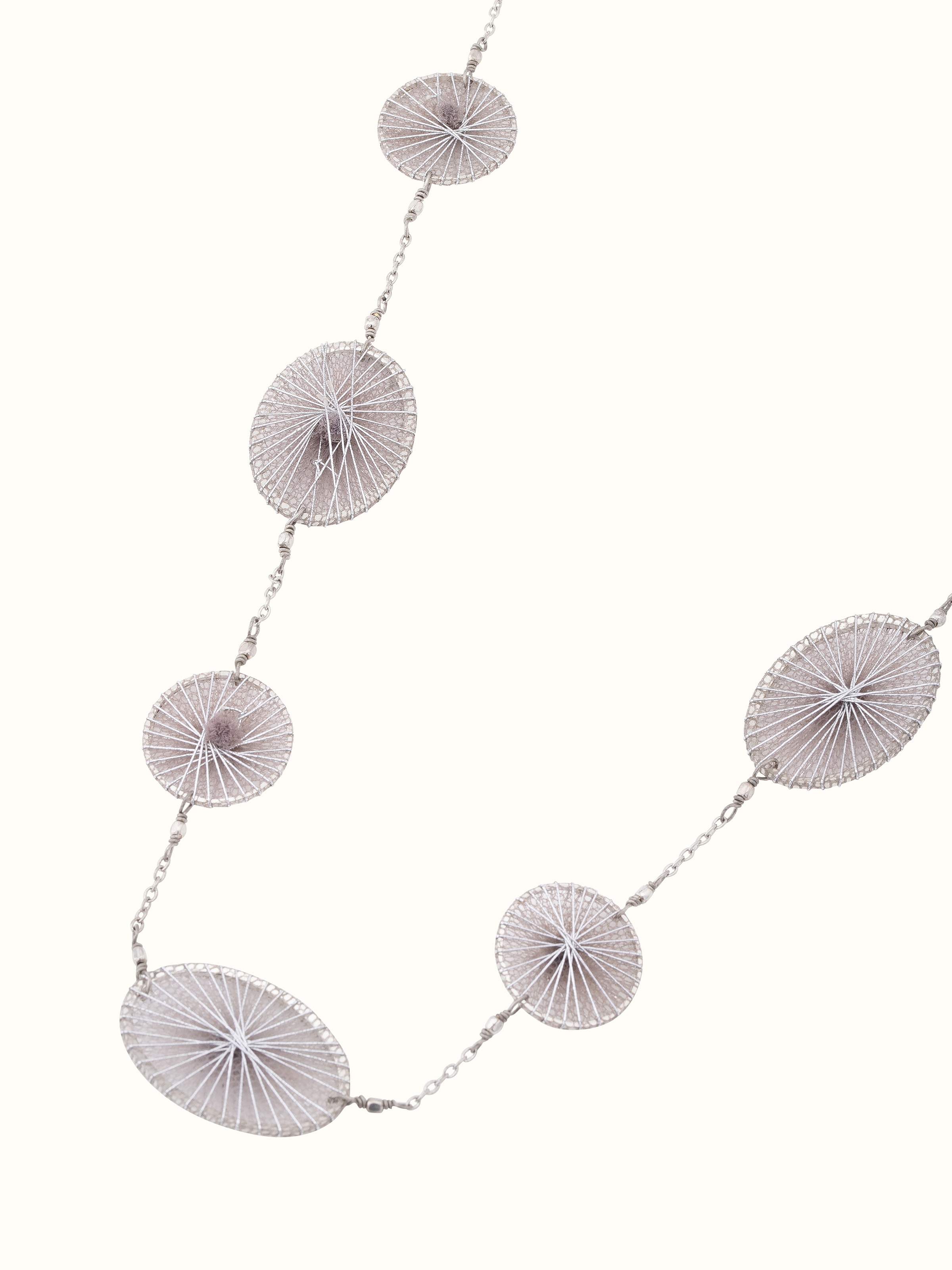 Back view of String Craft Long Necklace focusing on the secure closure and overall design.