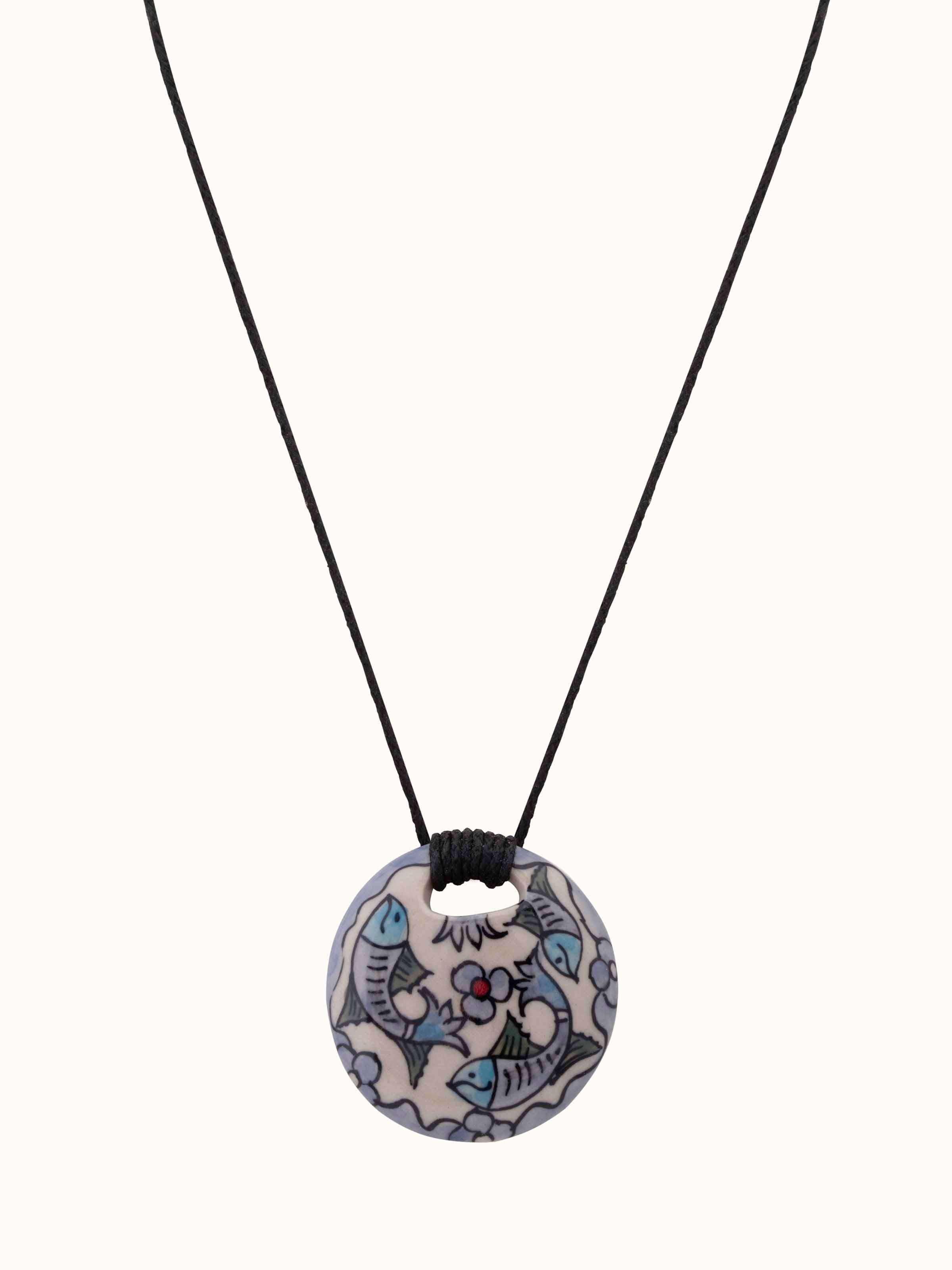 Front view of Ceramic Pendant & Chain featuring unique pendant design