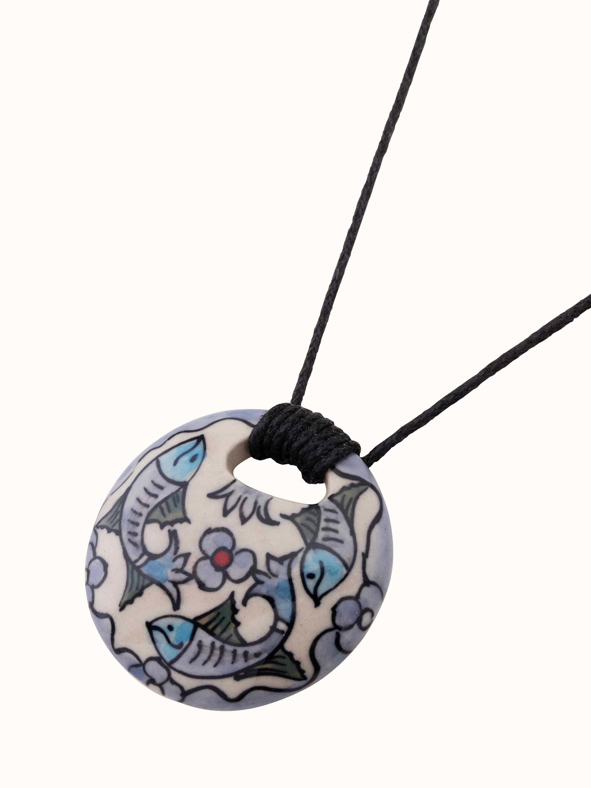 Overhead view of Ceramic Pendant & Chain emphasizing the chain and pendant design