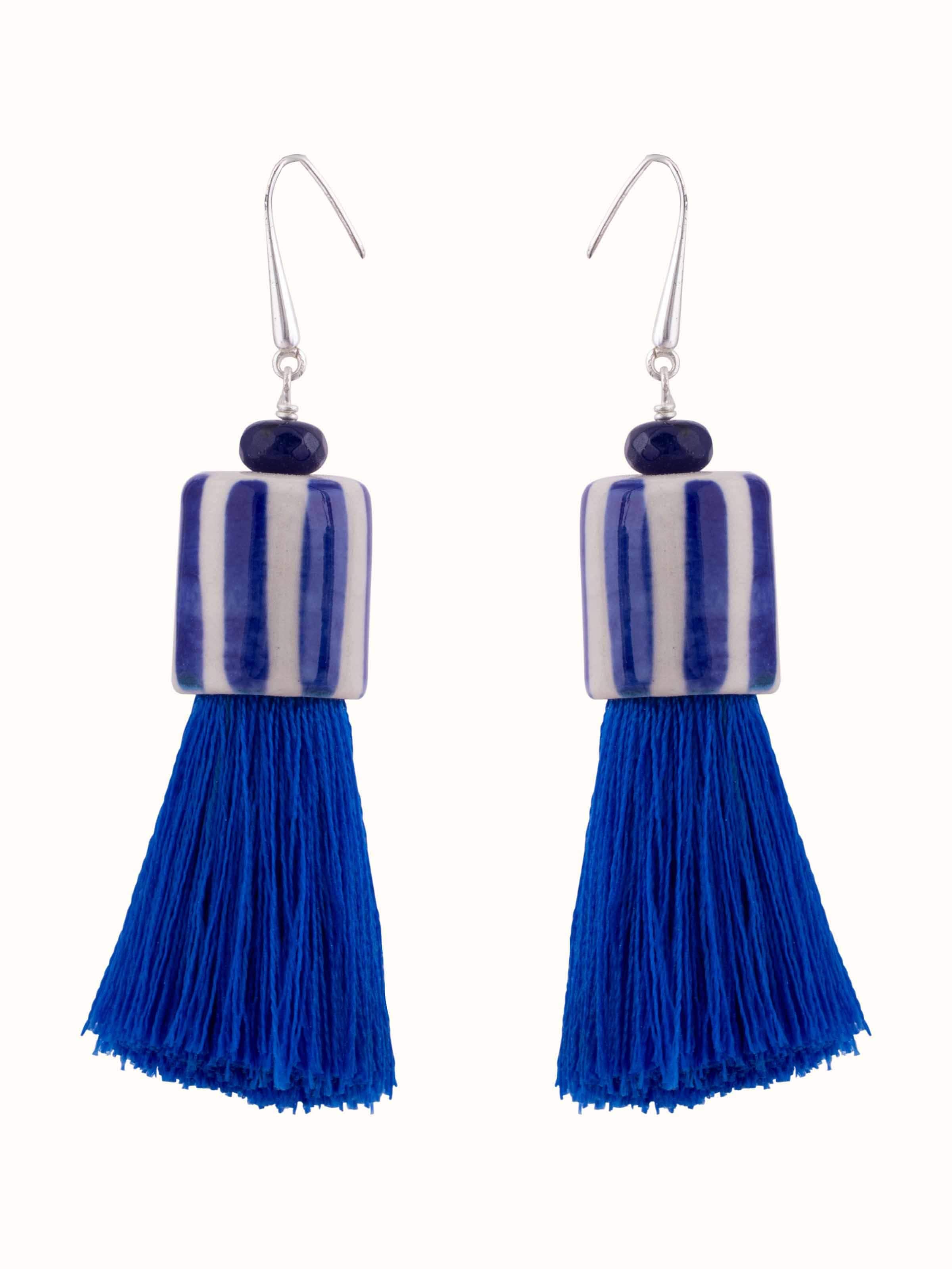 Front view of Ceramic Drop Earrings featuring elegant ceramic design.