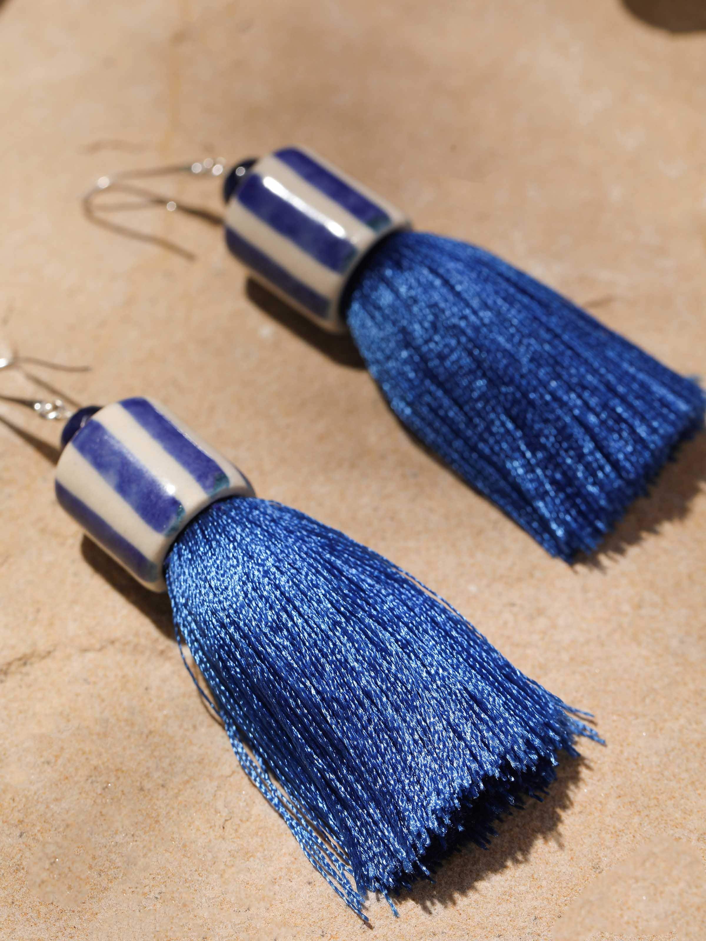 Back view of Ceramic Drop Earrings showing design and earring hook details.