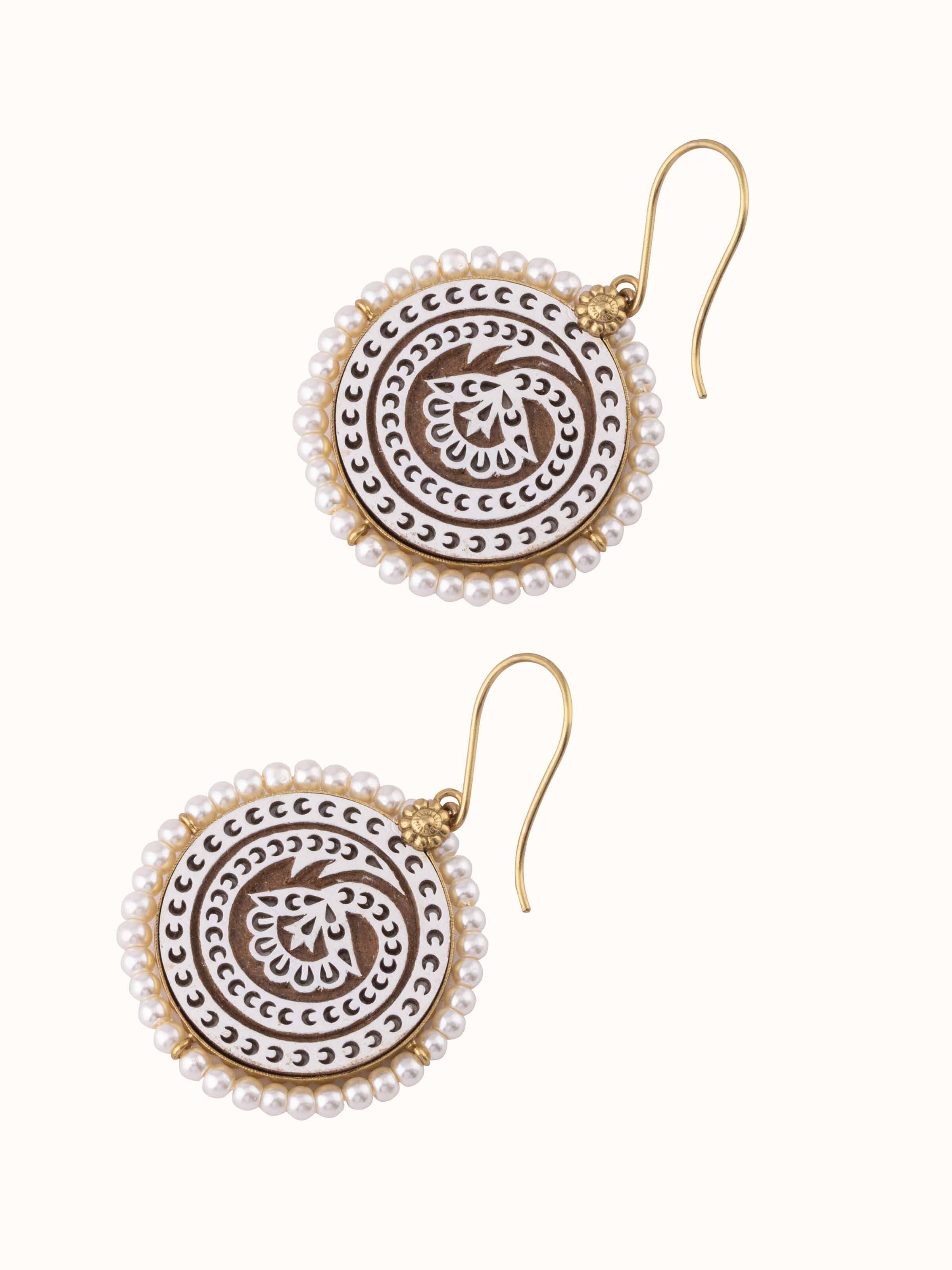 Angled view of Dhokra Bracelet Set (2 pcs) showcasing the traditional design elements.