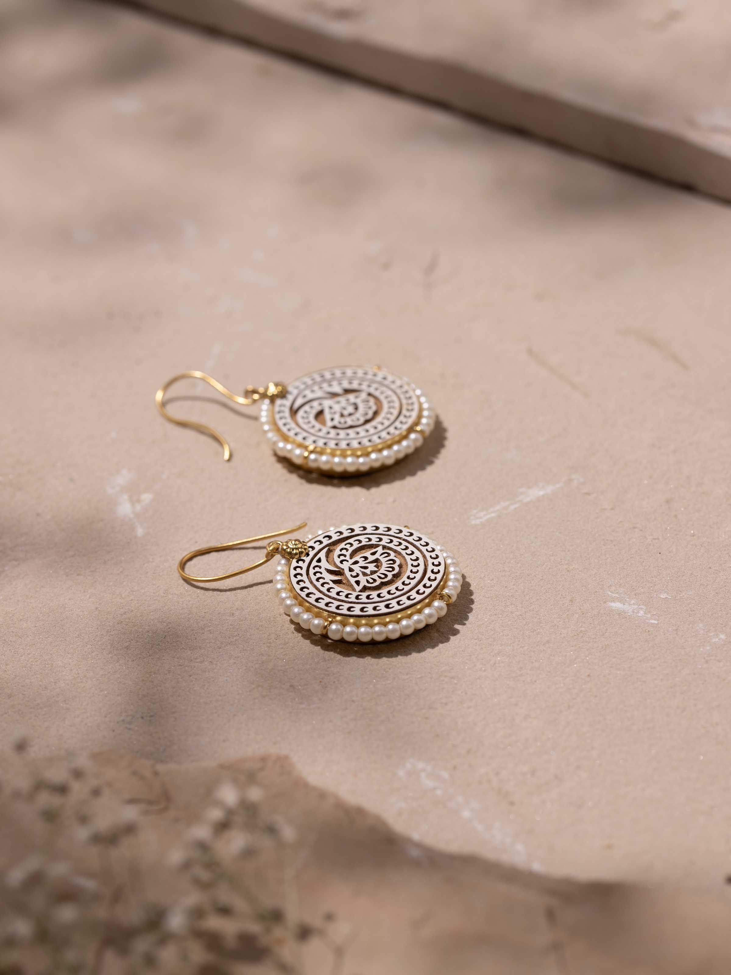 Side view of Dhokra Bracelet Set (2 pcs) highlighting detailed metalwork.