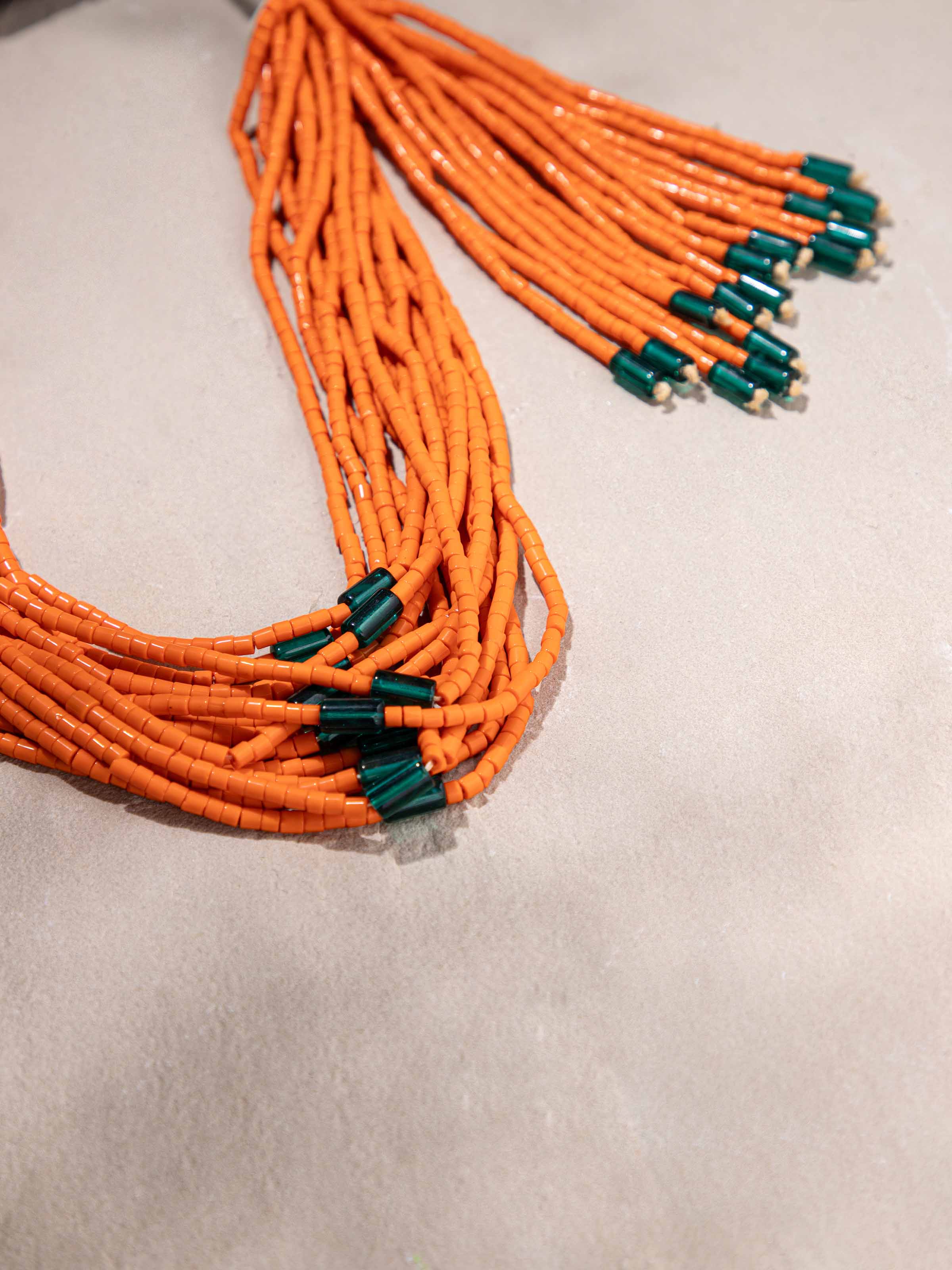 Back view of Bead Long Necklace showing clasp and design details.