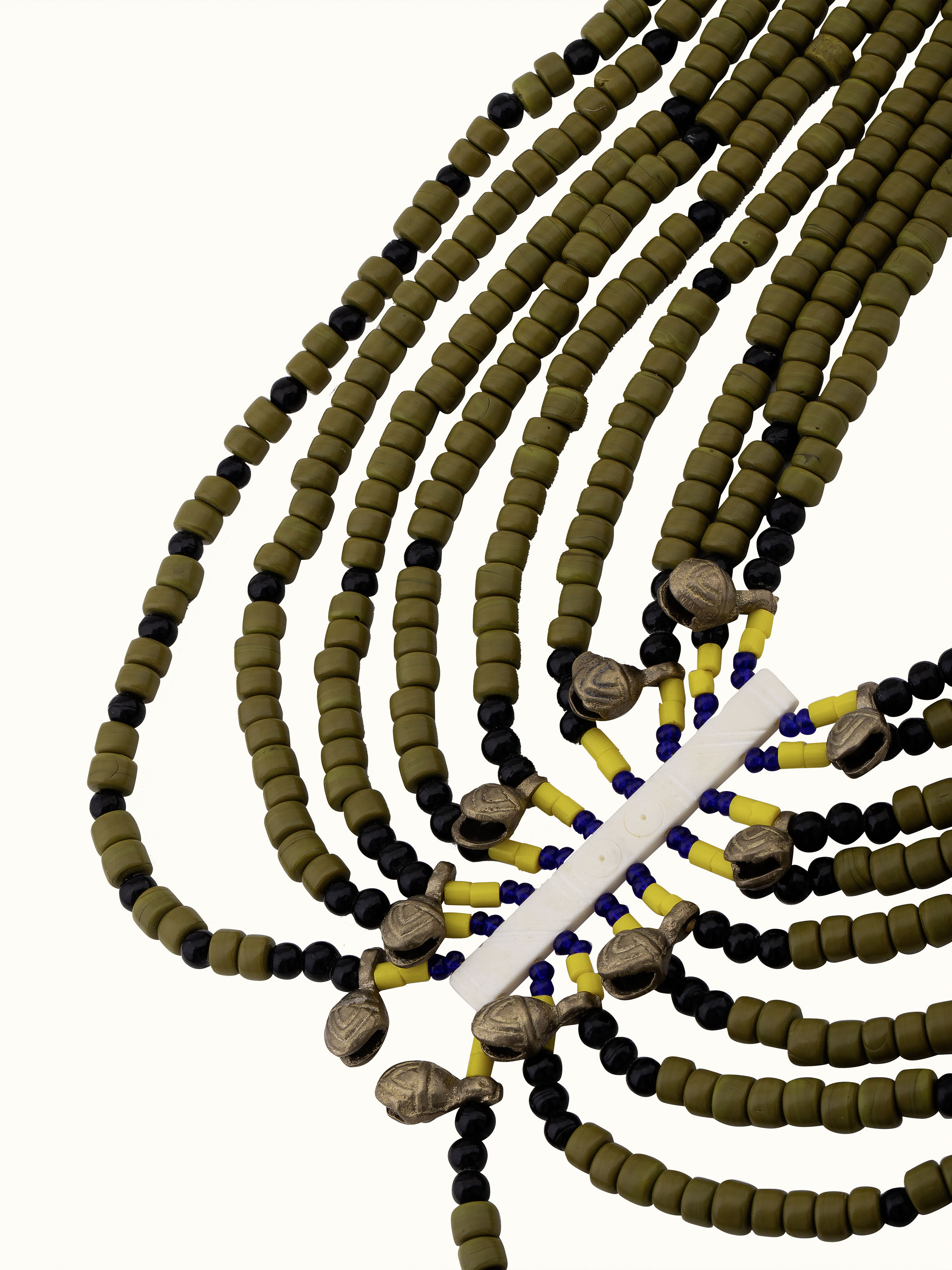 Back view of Beads & Faux Bones Long Necklace featuring the clasp and overall design.