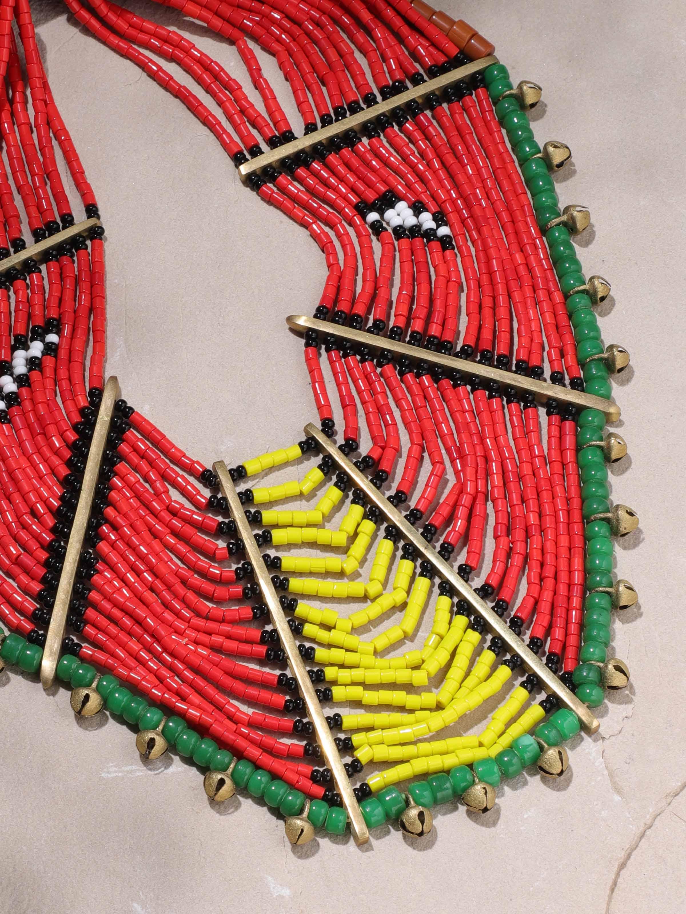 Detailed image of Beads & Faux Bones Collar Necklace highlighting craftsmanship