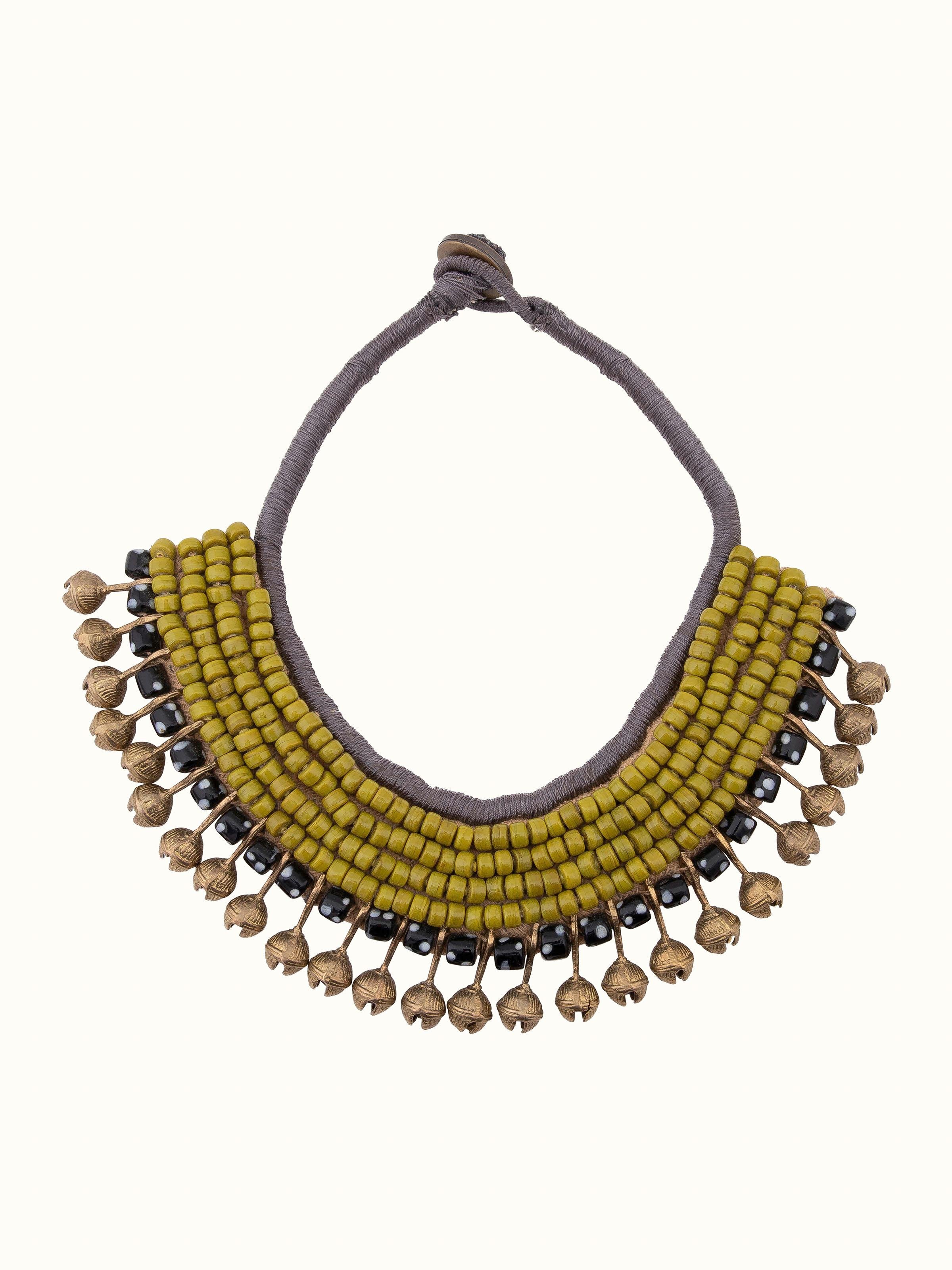 Beads & Brass Bells Collar Necklace