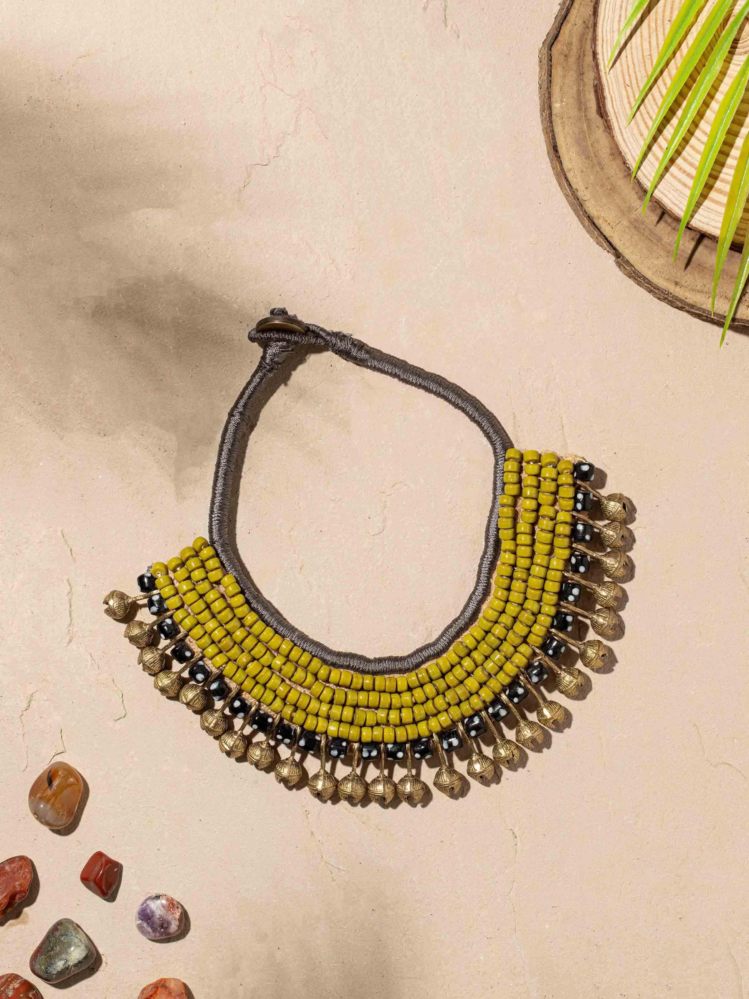Beads & Brass Bells Collar Necklace