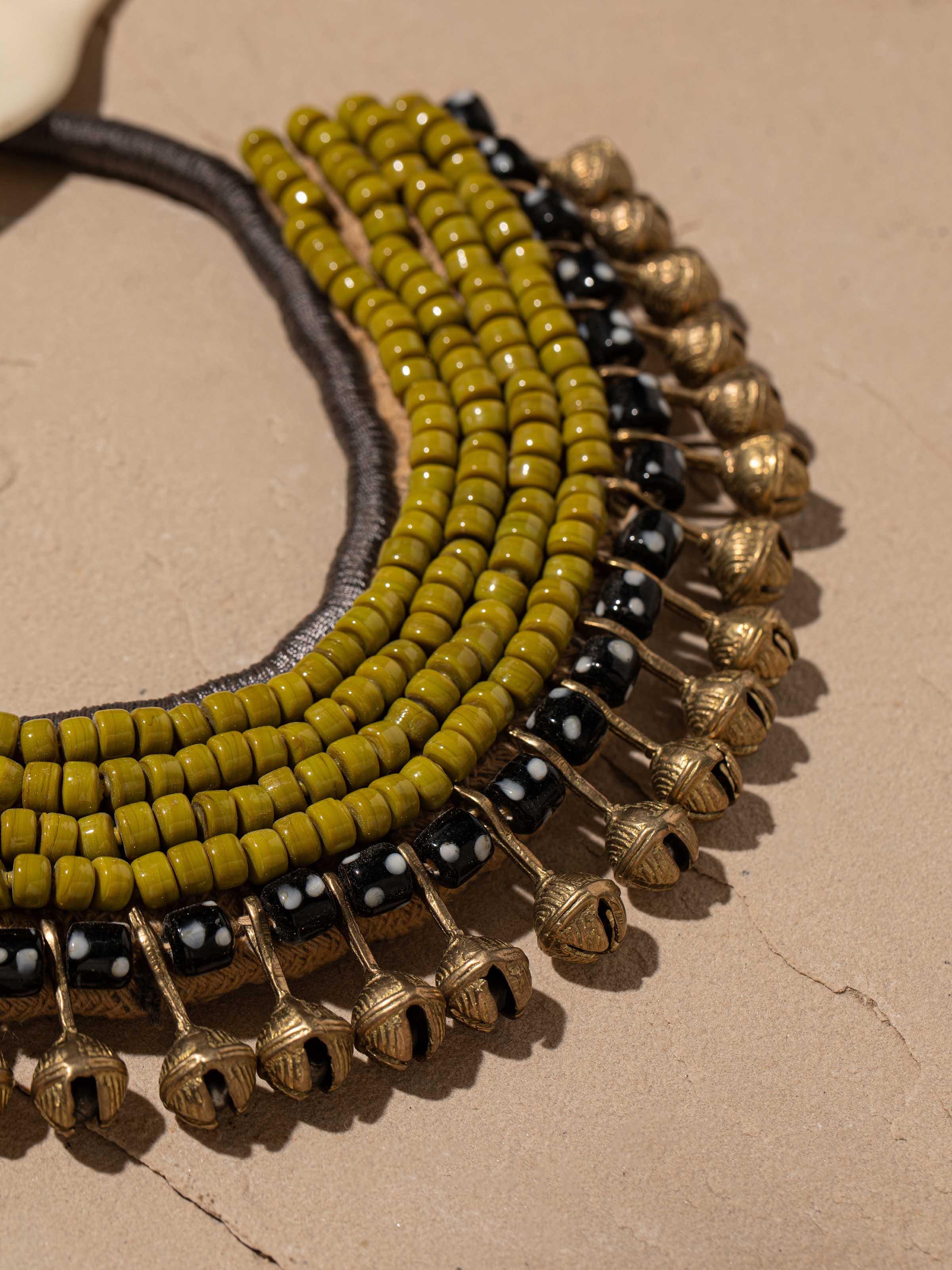 Beads & Brass Bells Collar Necklace
