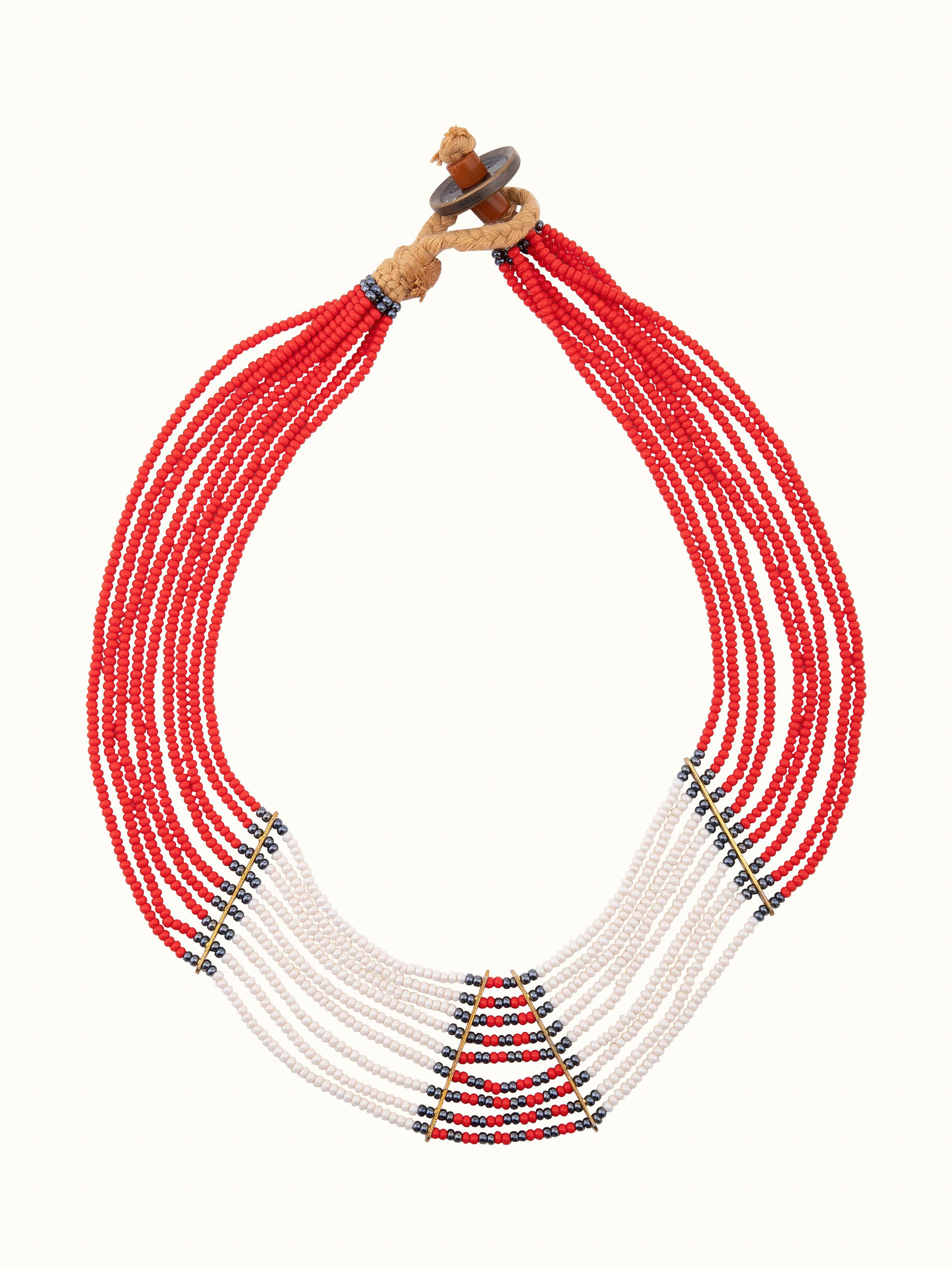 Beads & Faux Bones Collar Necklace