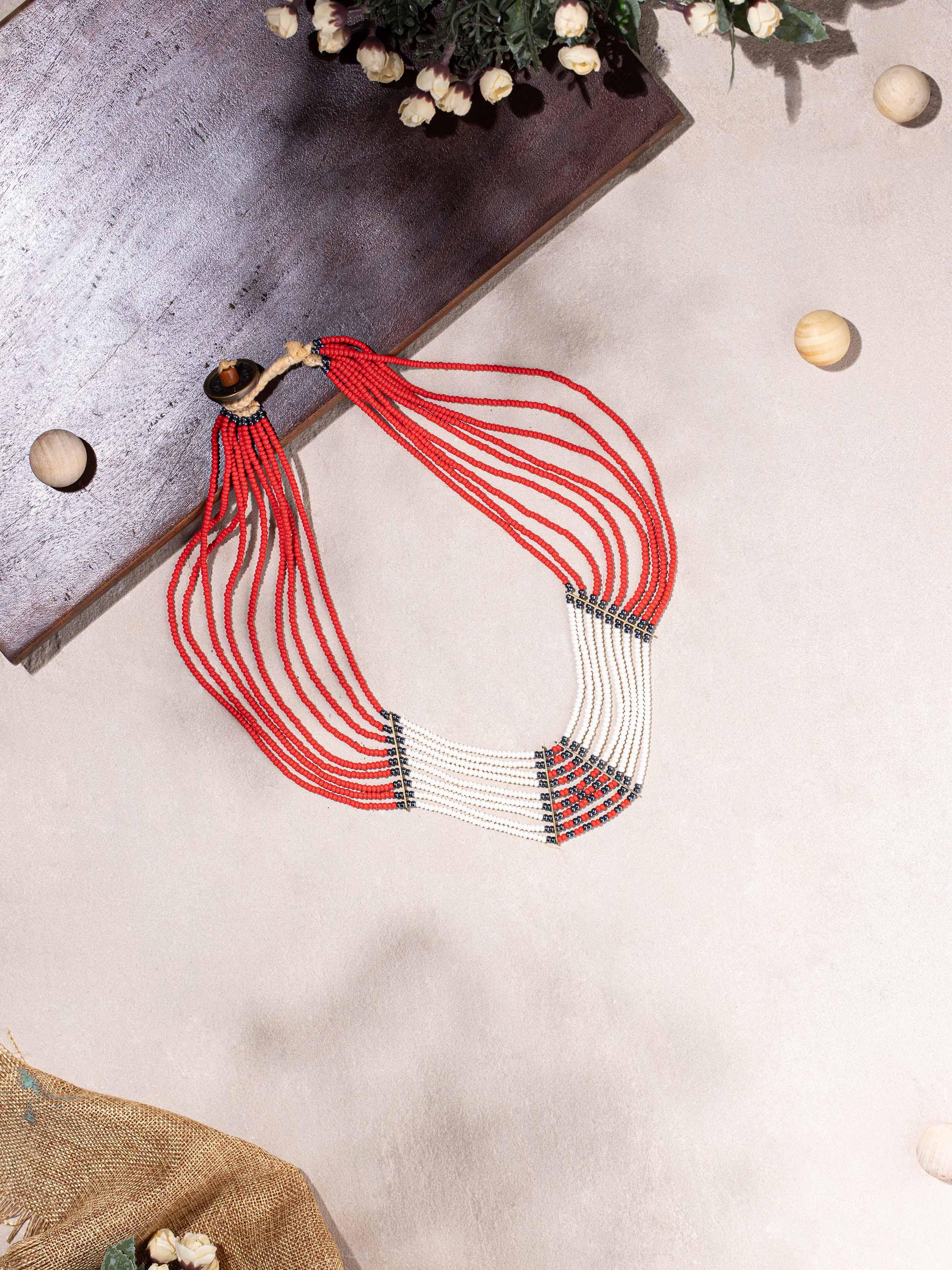 Beads & Faux Bones Collar Necklace
