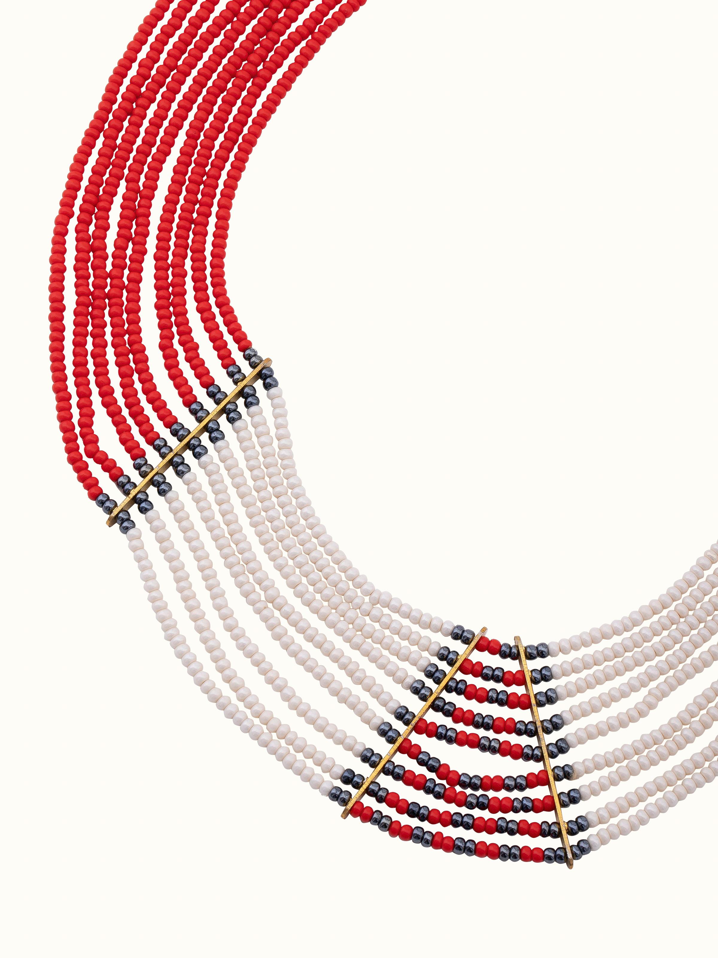 Beads & Faux Bones Collar Necklace