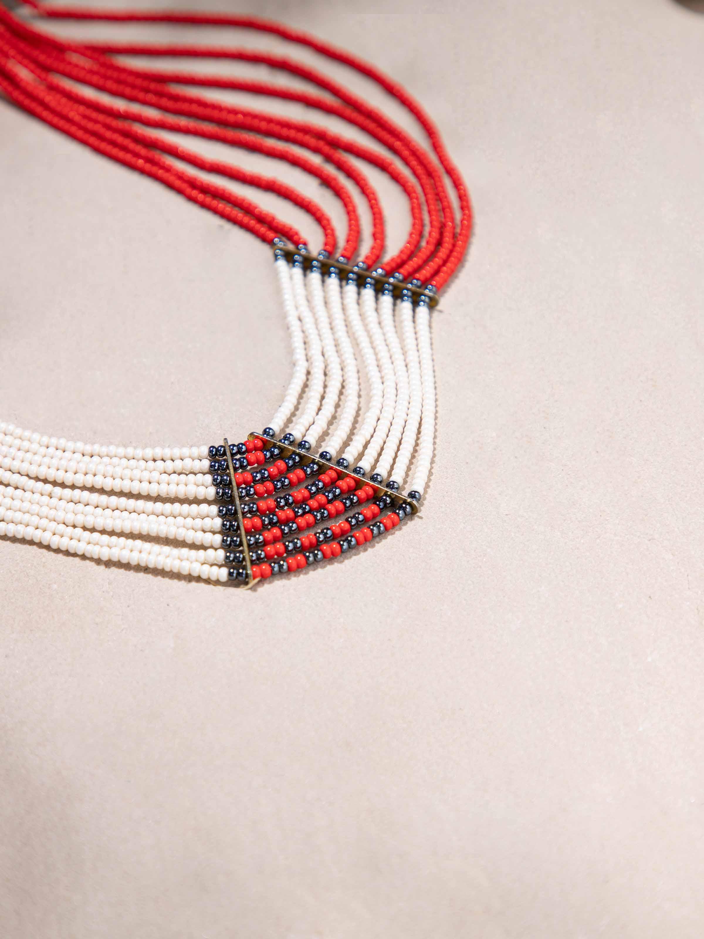 Beads & Faux Bones Collar Necklace