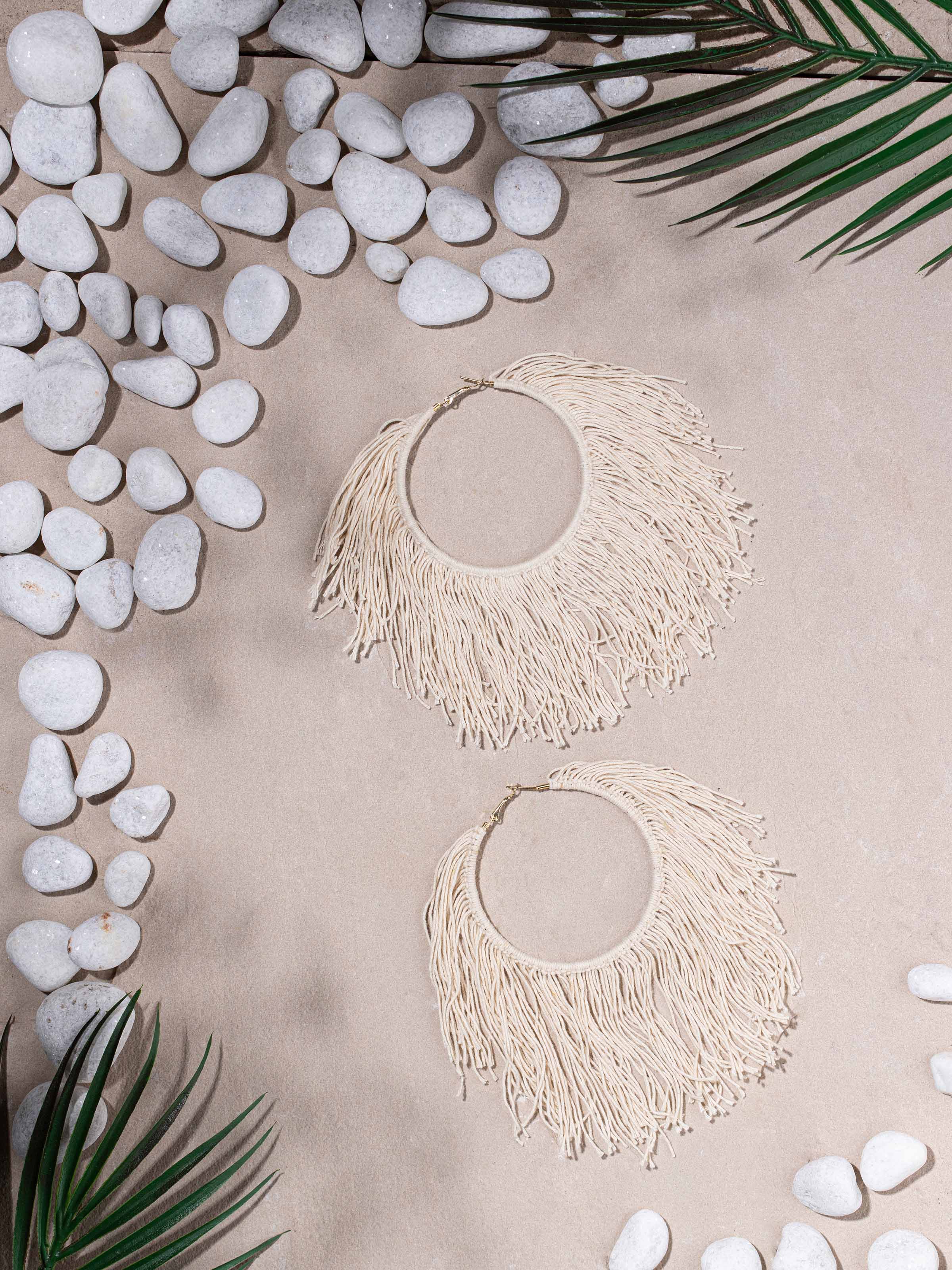 Close-up view of Cotton Chord Hoops showing detailed texture and finish.