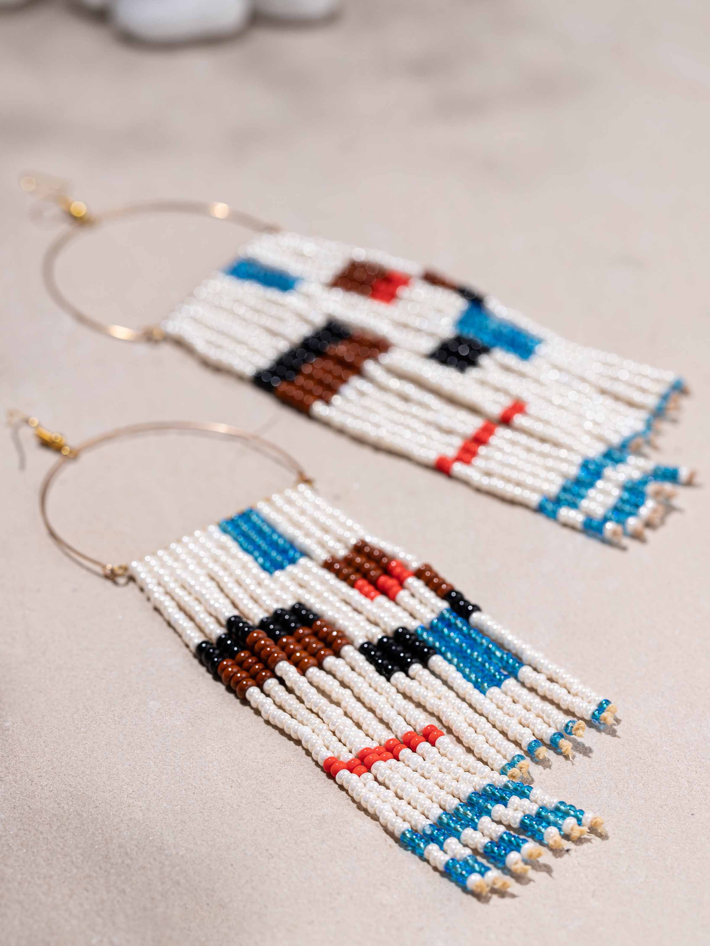 Detailed view of Bead Drop Earrings focusing on the quality of beads and the craftsmanship.